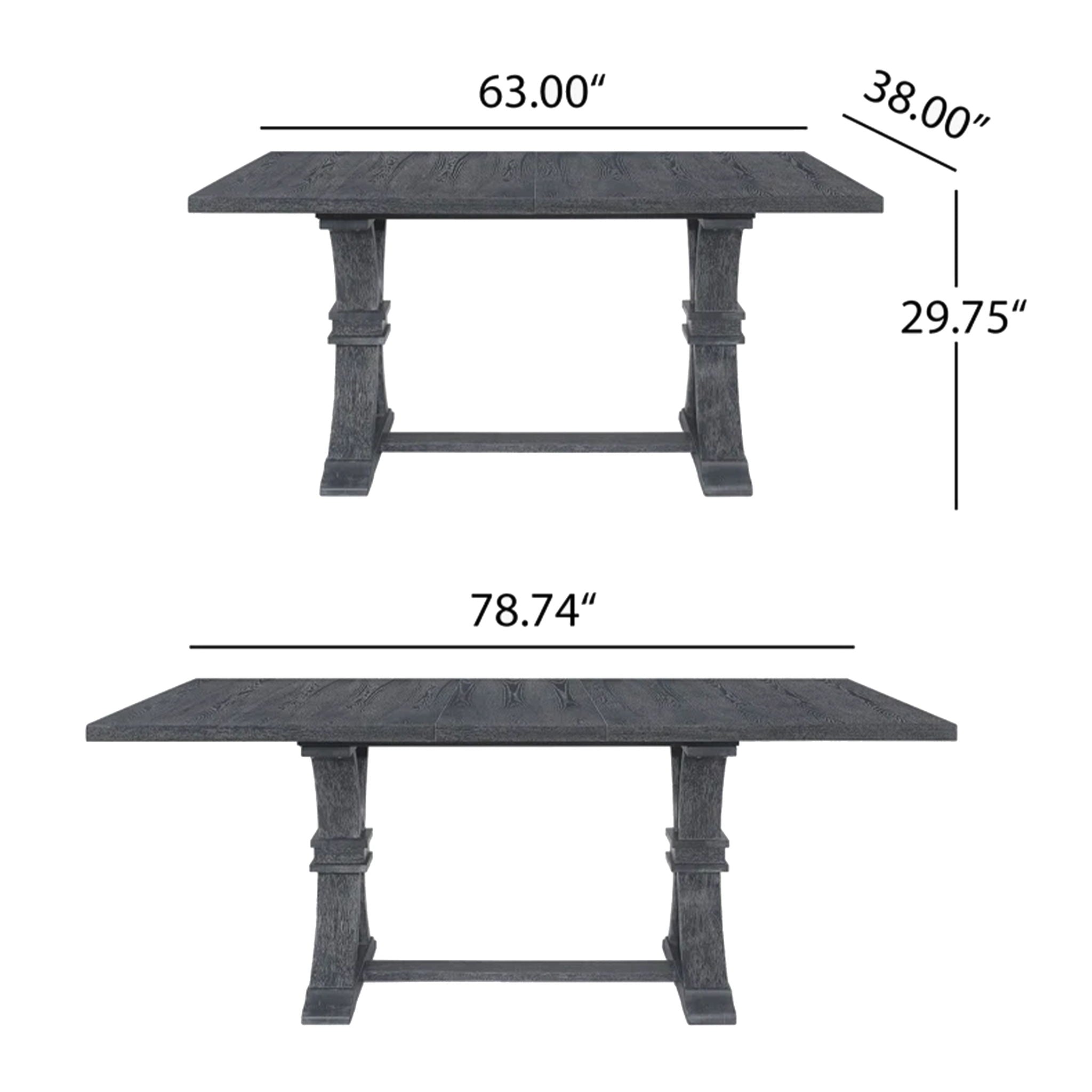 Devingo - Extendable Dining Table Rustic Style - Gray
