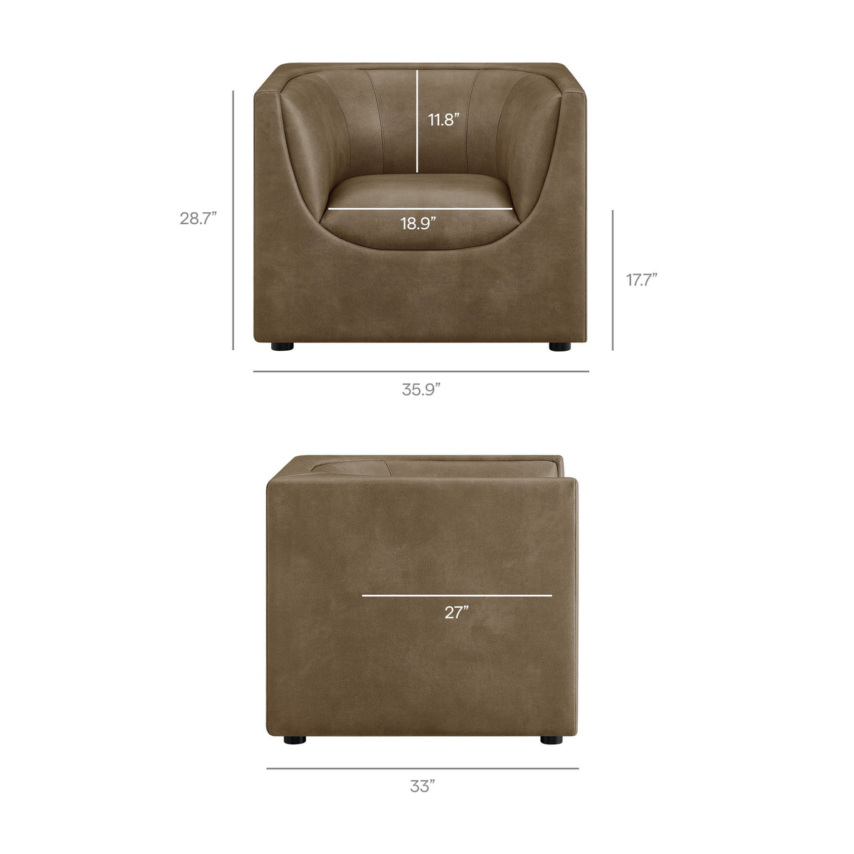 Hilda Curved Back Vegan Leather Armchair by Modway