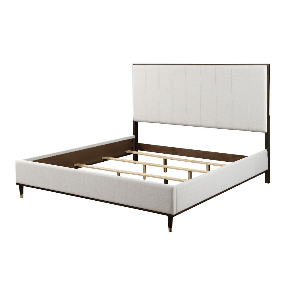 Box Spring Required Upholstered Bed Wooden Legs with Metal Caps Drawer: Metal Side Drawer Glide, 3/4 Extension, Dovetail Included, Safety Stop Included Mirror Beveled