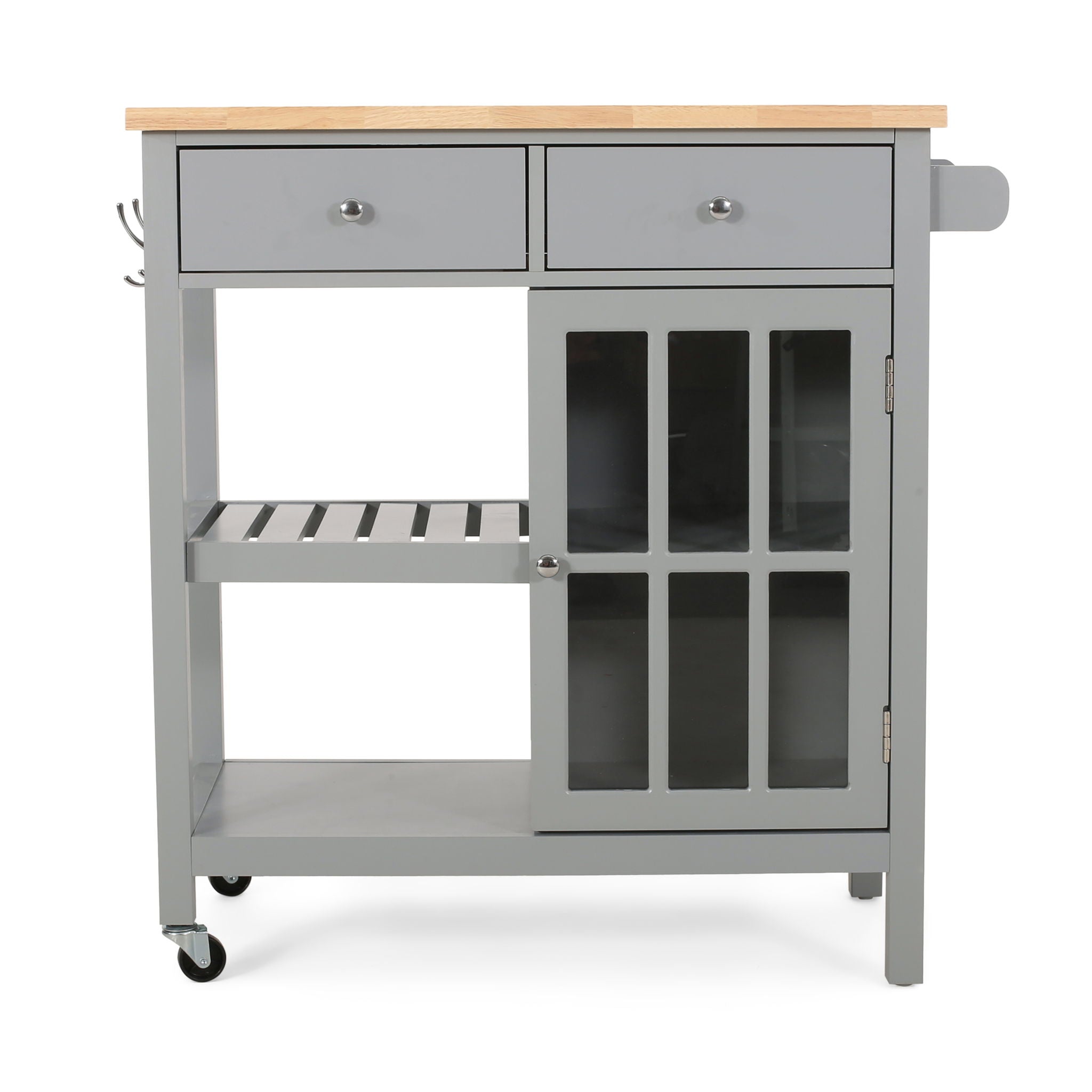 Aidah - Contemporary Kitchen Cart With Wheels - Gray