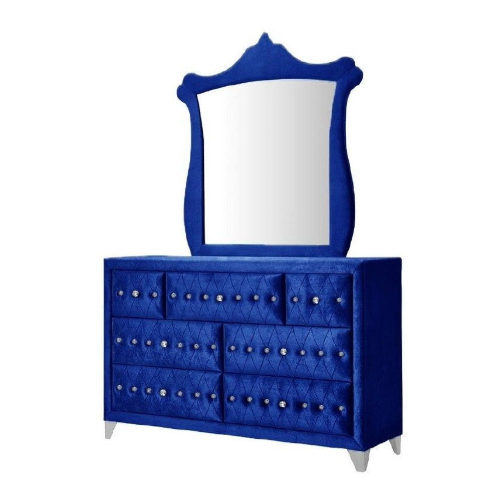 ACME Mirror NOT Beveled Edge (Inner: 31" x 34"H x 4mm Thick) • Wooden Padded Frame • Shape: Rectangular Arched • Orientation: Portrait | Meri Furniture