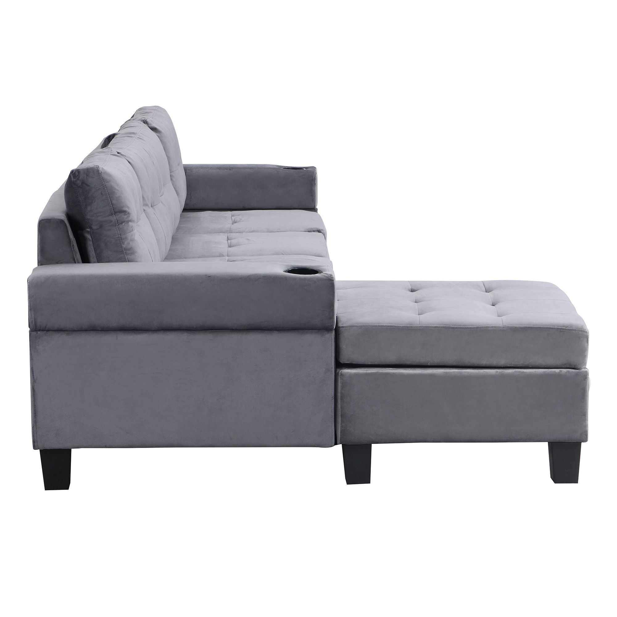 Modern Sectional Sofa Set With L Shape Chaise Lounge And Storage