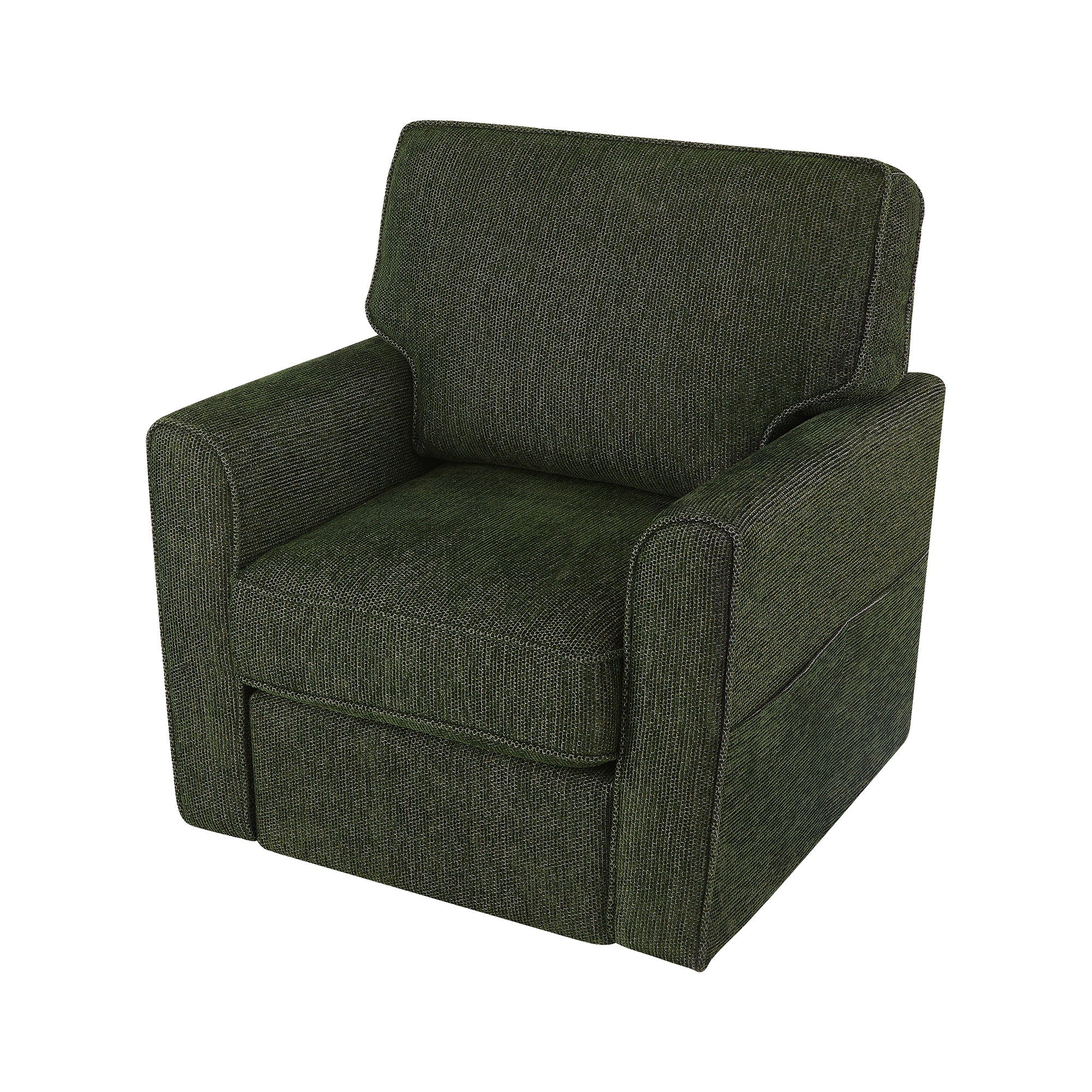 360° Swivel Accent Barrel Armchair With Side Pockets, Compact Design