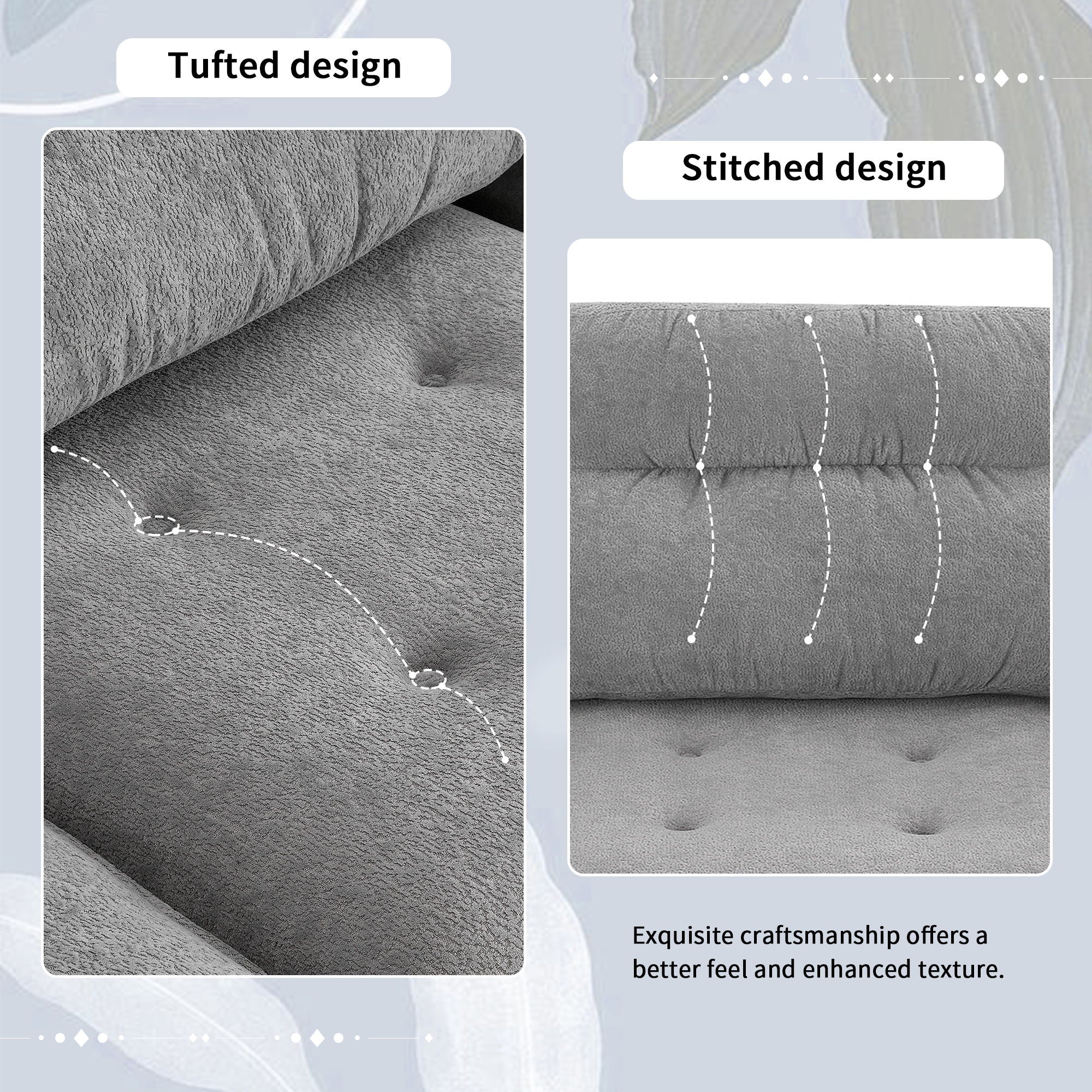 L Shaped Convertible Sectional Sofa 4 Seat Tufted Couch Set With Two Tone Adjust Legs Cloud Movable Ottoman