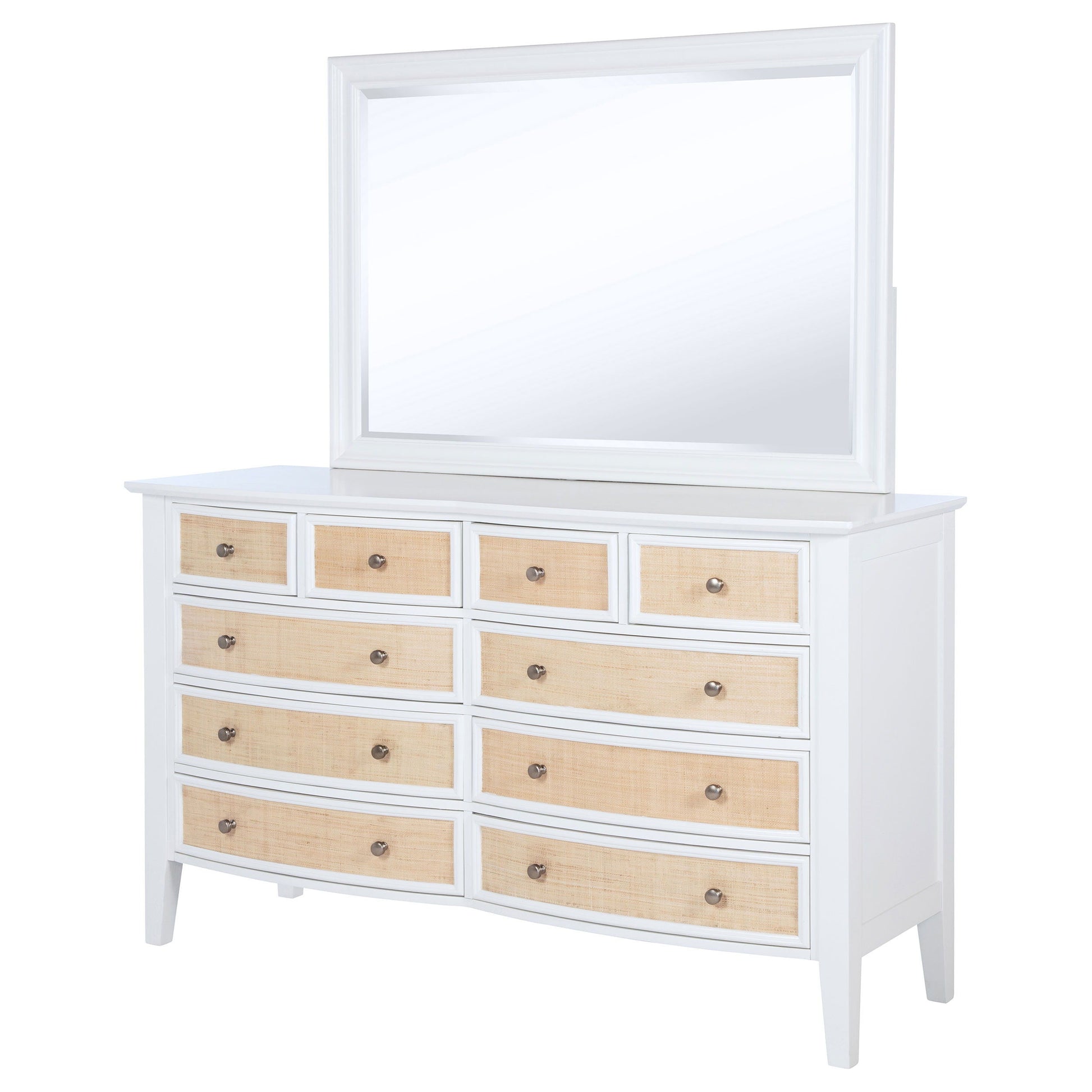 Coaster Fine Furniture Bexhill - 10-Drawer Dresser And Mirror - White | Meri Furniture