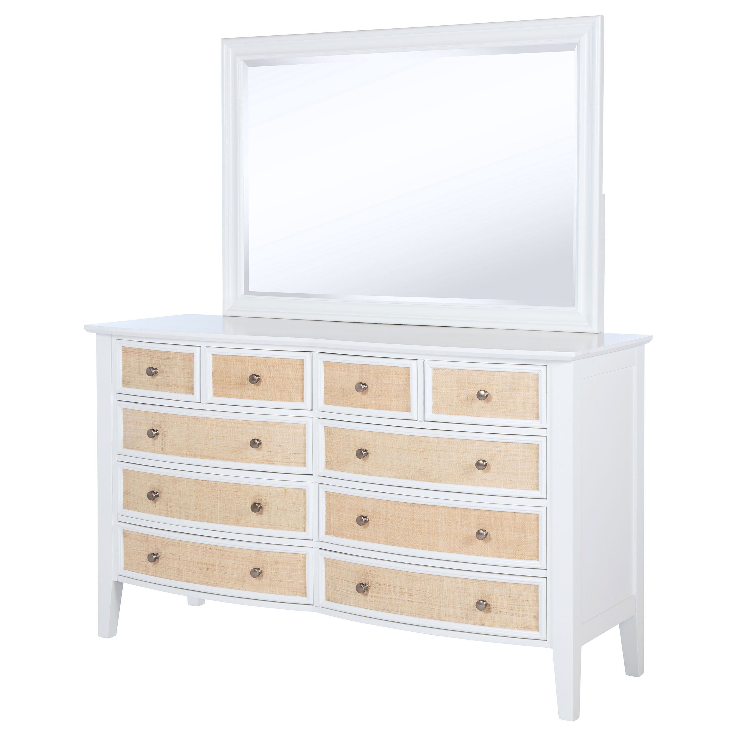 Coaster Fine Furniture Bexhill - 10-Drawer Dresser And Mirror - White | Meri Furniture