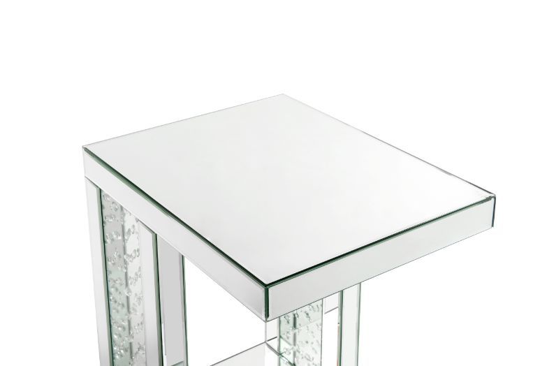 ACME Nysa - Accent Table - Mirrored & Faux Crystals Inlay - 24" | Meri Furniture