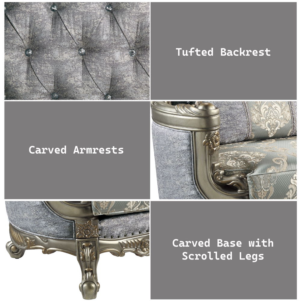 Miliani - Chair With Pillow - Fabric & Antique Bronze