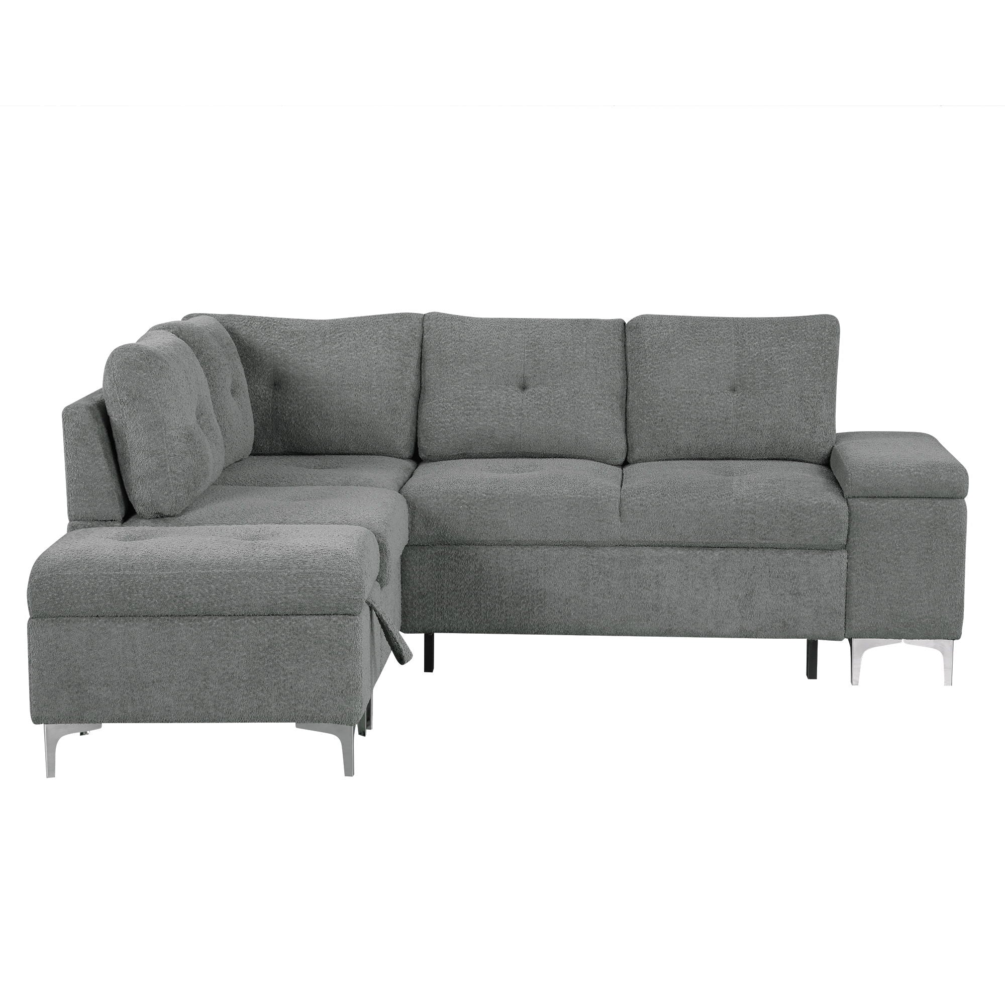 Versatile L Shaped Sofa Bed With Storage, Cup Holders, USB Ports Chenille