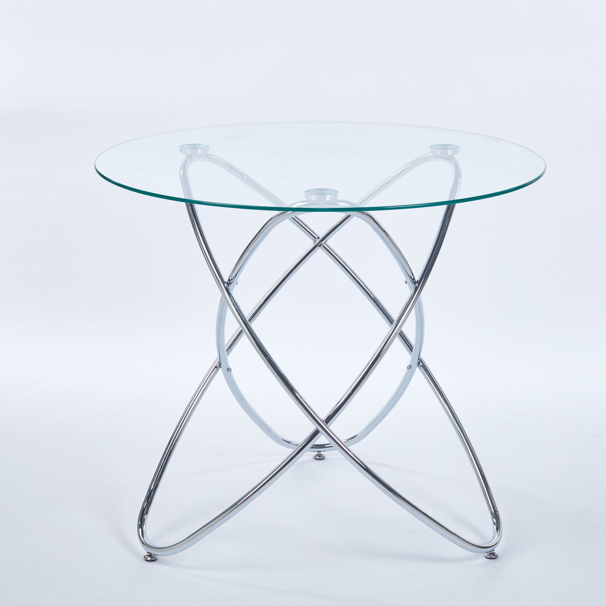 Metal Leg Dining Table With Tempered Glass Top