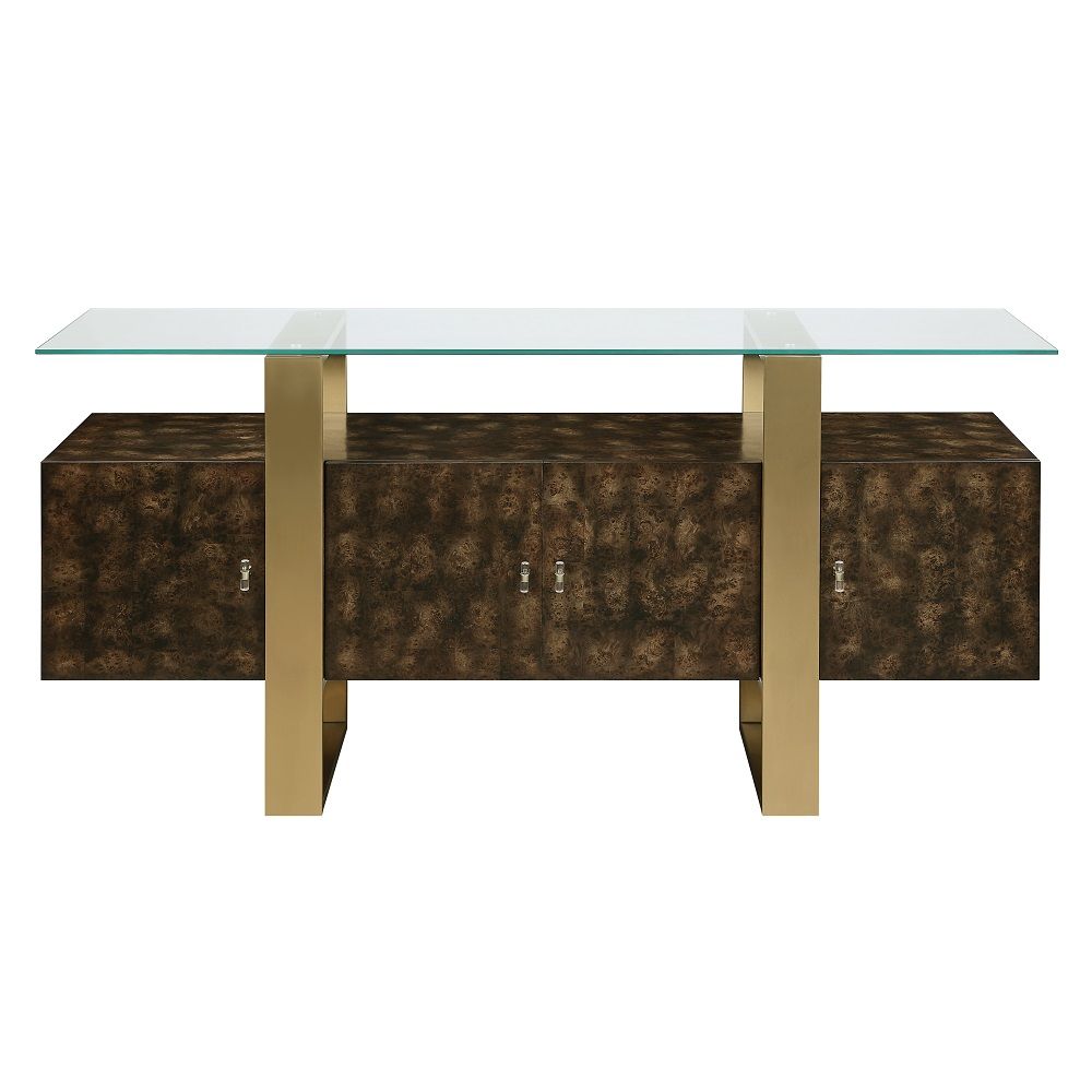 ACME Mabyn - Console Cabinet - Brass & Antique Brown | Meri Furniture