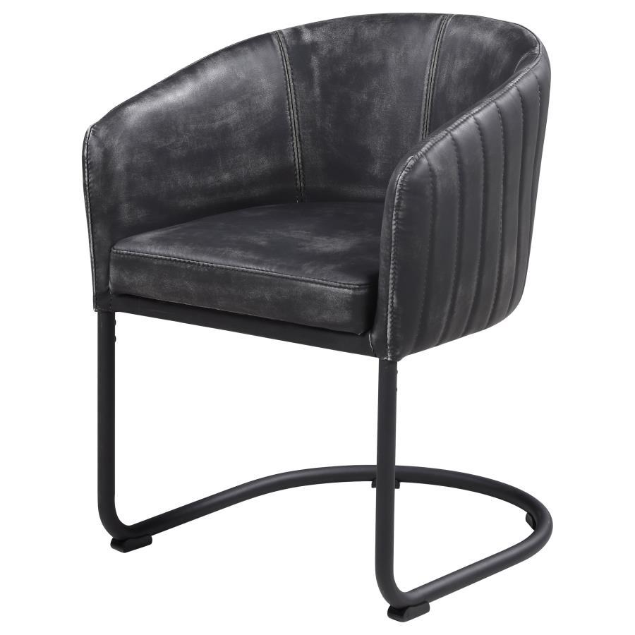 Coaster Fine Furniture Banner - Leatherette Upholstered Dining Arm Chair - Anthracite | Meri Furniture