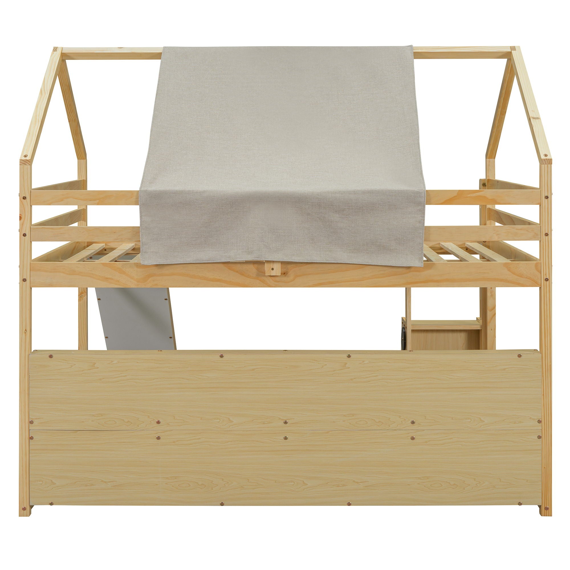 Loft Bed With House Shaped Frame And Tent