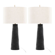 Kona - Contemporary Table Lamp (Set of 2) - Matte Black / Modern Brass / Natural