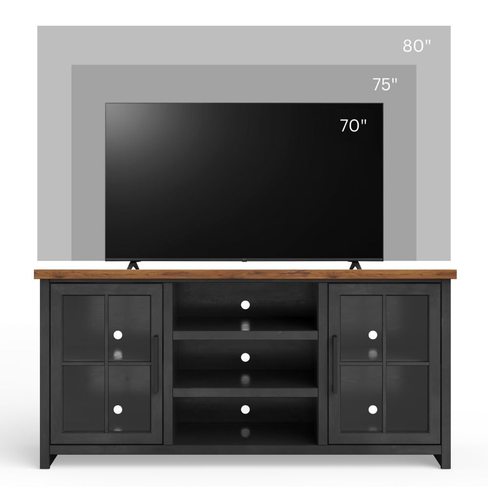 Essex - TV Stand Console For TVs Up To 80" - Black, Whiskey