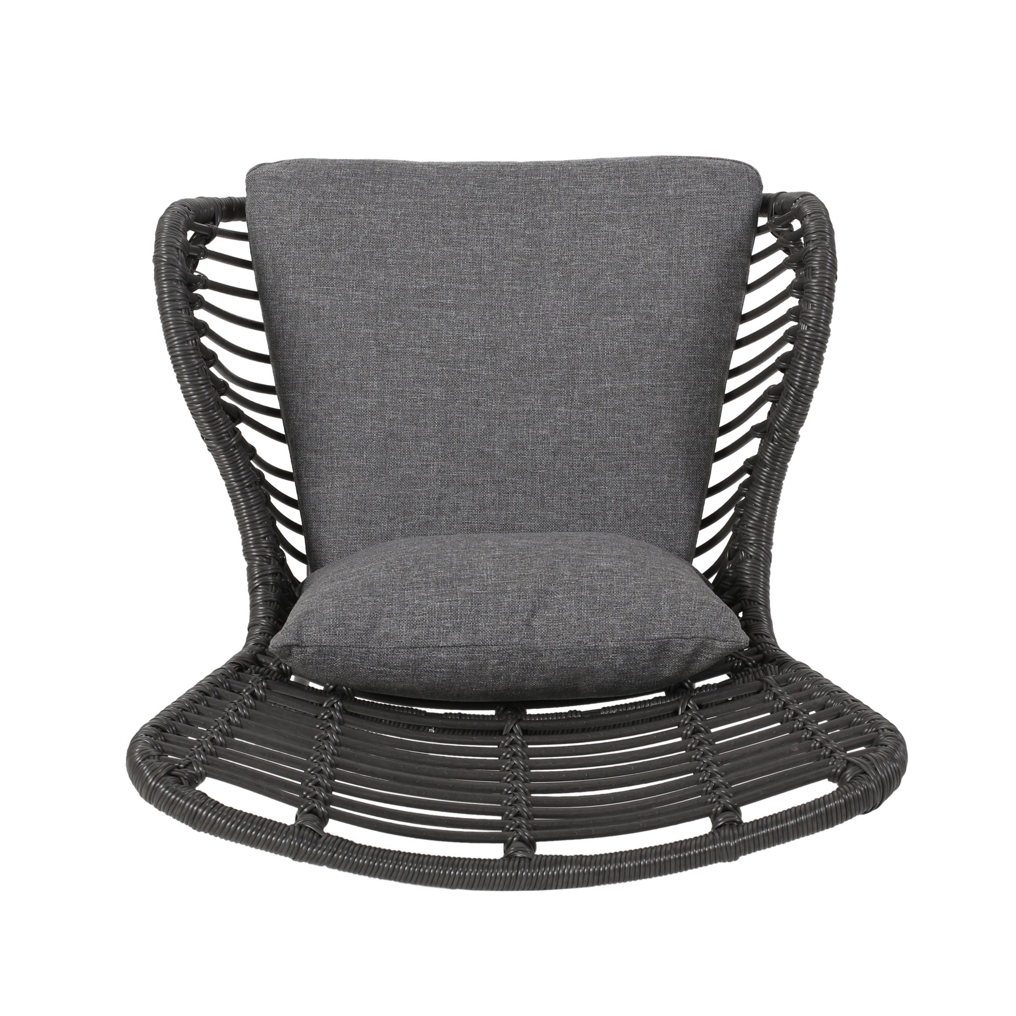 Modern Aesthetic Outdoor Rattan Accent Chair With Metal Legs