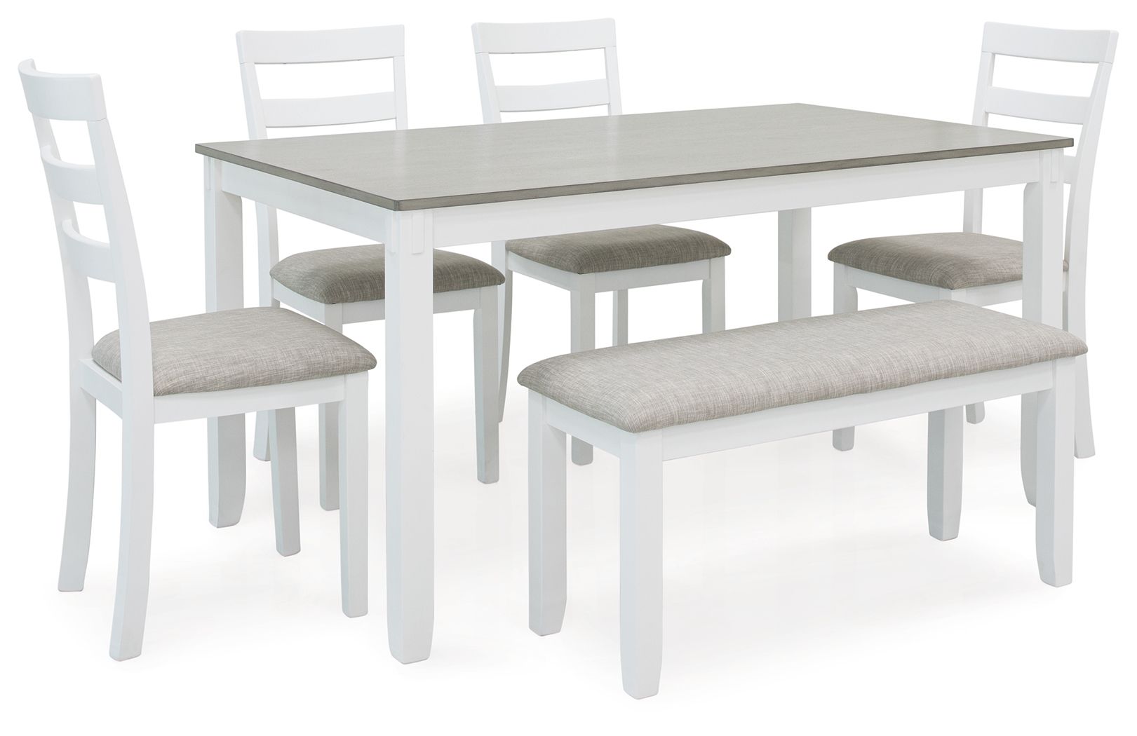 Signature Design by Ashley® Stonehollow - White / Gray - Rectangular Drm Table Set (Set of 6) | Meri Furniture