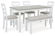 Signature Design by Ashley® Stonehollow - White / Gray - Rectangular Drm Table Set (Set of 6) | Meri Furniture