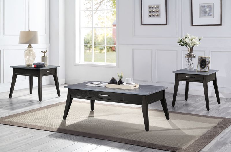 ACME Zemocryss - End Table - Marble & Dark Brown Finish | Meri Furniture