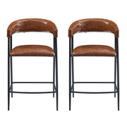 Counter Stools (Set of 2), Upholstered Counter Stools With Iron Frame, Backrest, Footrest, Arm Counter Stools For Home Bar, Kitchen Counter - Brown