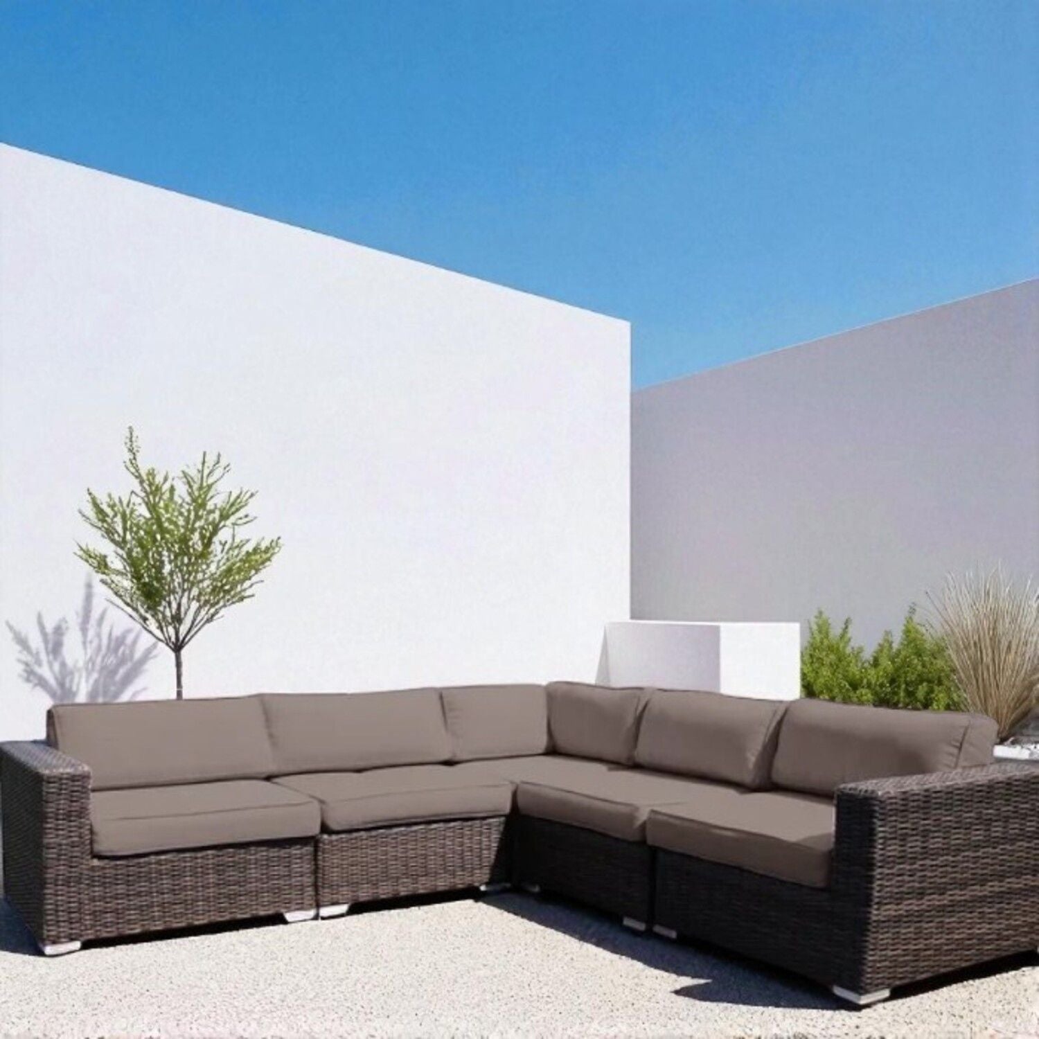 Ana - Outdoor Sectional Sofa With Cushions - Brown