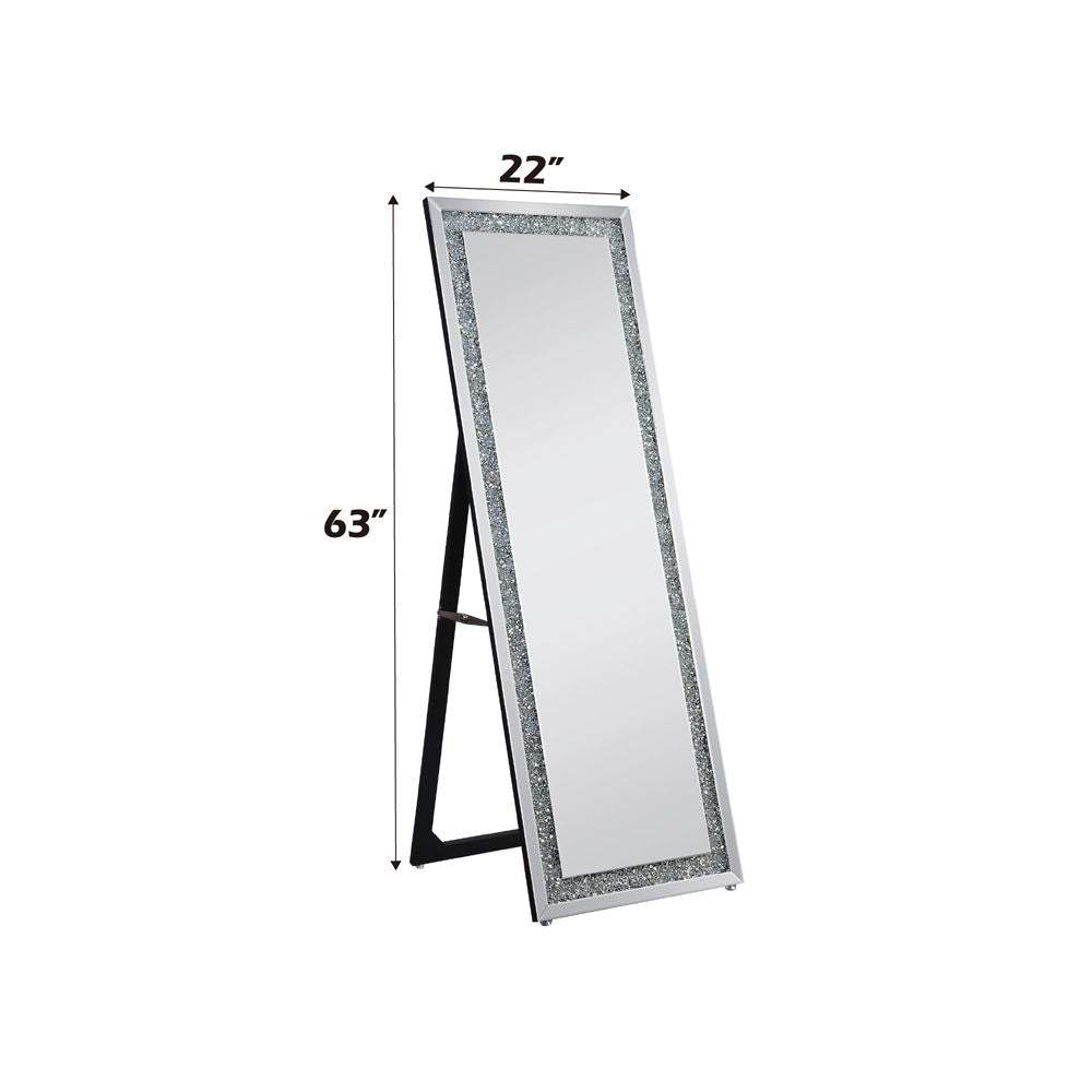 Noralie - 63" X 22" Floor Mirror - Mirrored & Faux Diamonds