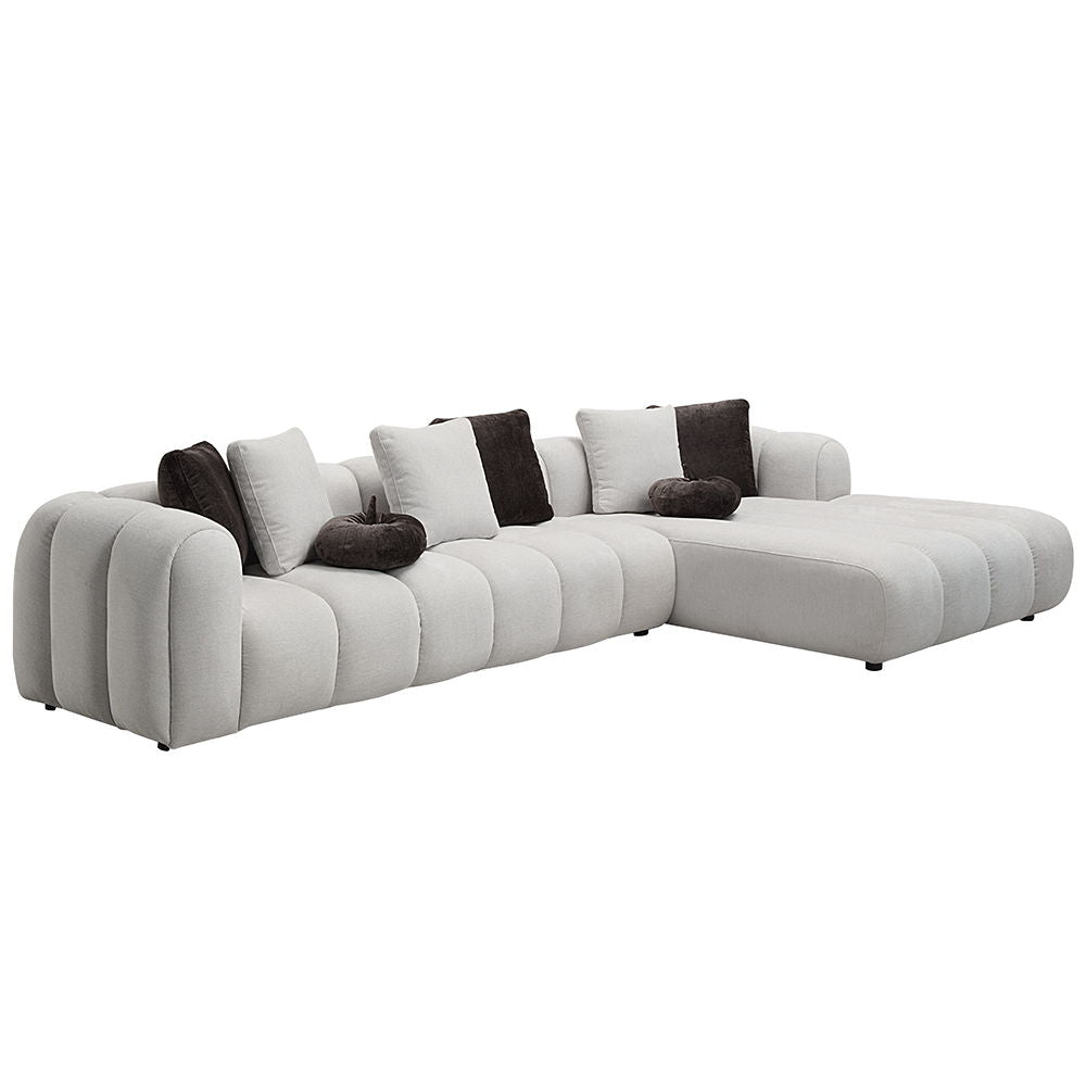 ACME Manilla - Sectional Sofa With 8 Pillows - Ivory White Linen | Meri Furniture