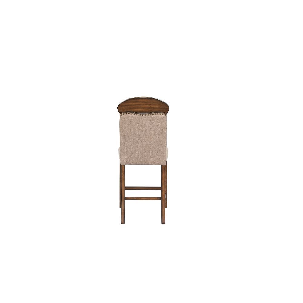 ACME Maurice - Counter Height Chair (Set of 2) - Linen & Oak | Meri Furniture
