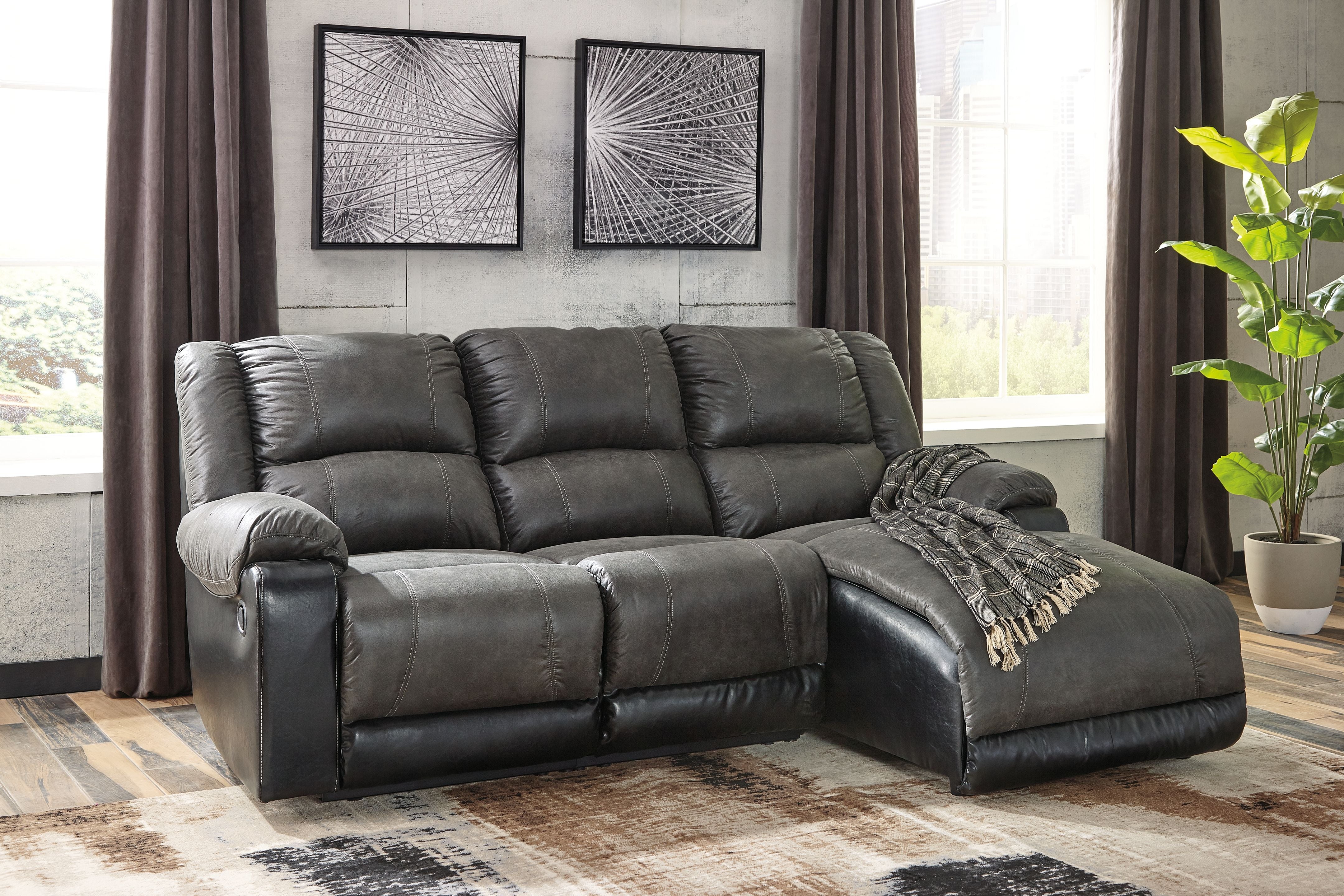 Signature Design by Ashley® Nantahala - Reclining Sectional With Chaise | Meri Furniture