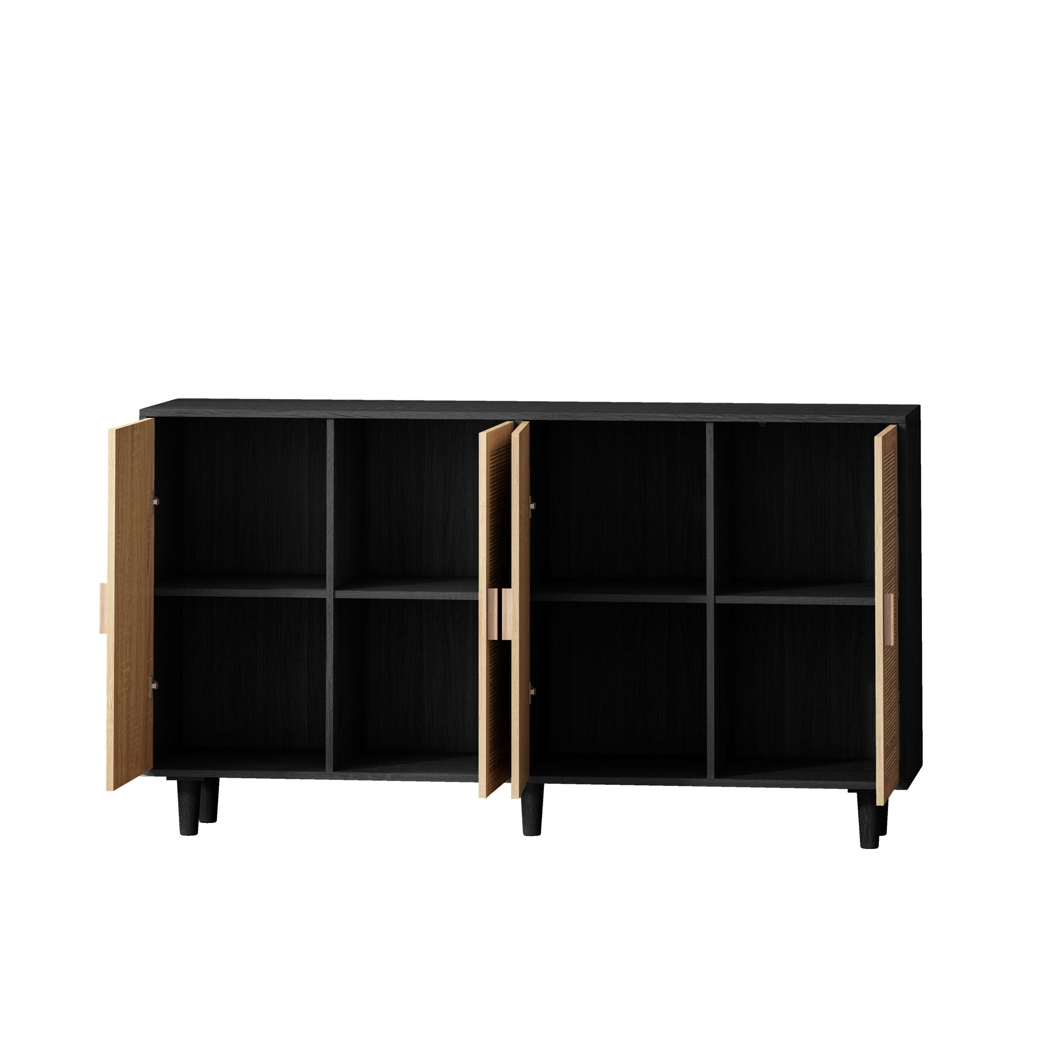 Elegant And Functional Rattan Decorative Storage Cabinet With 4 Doors
