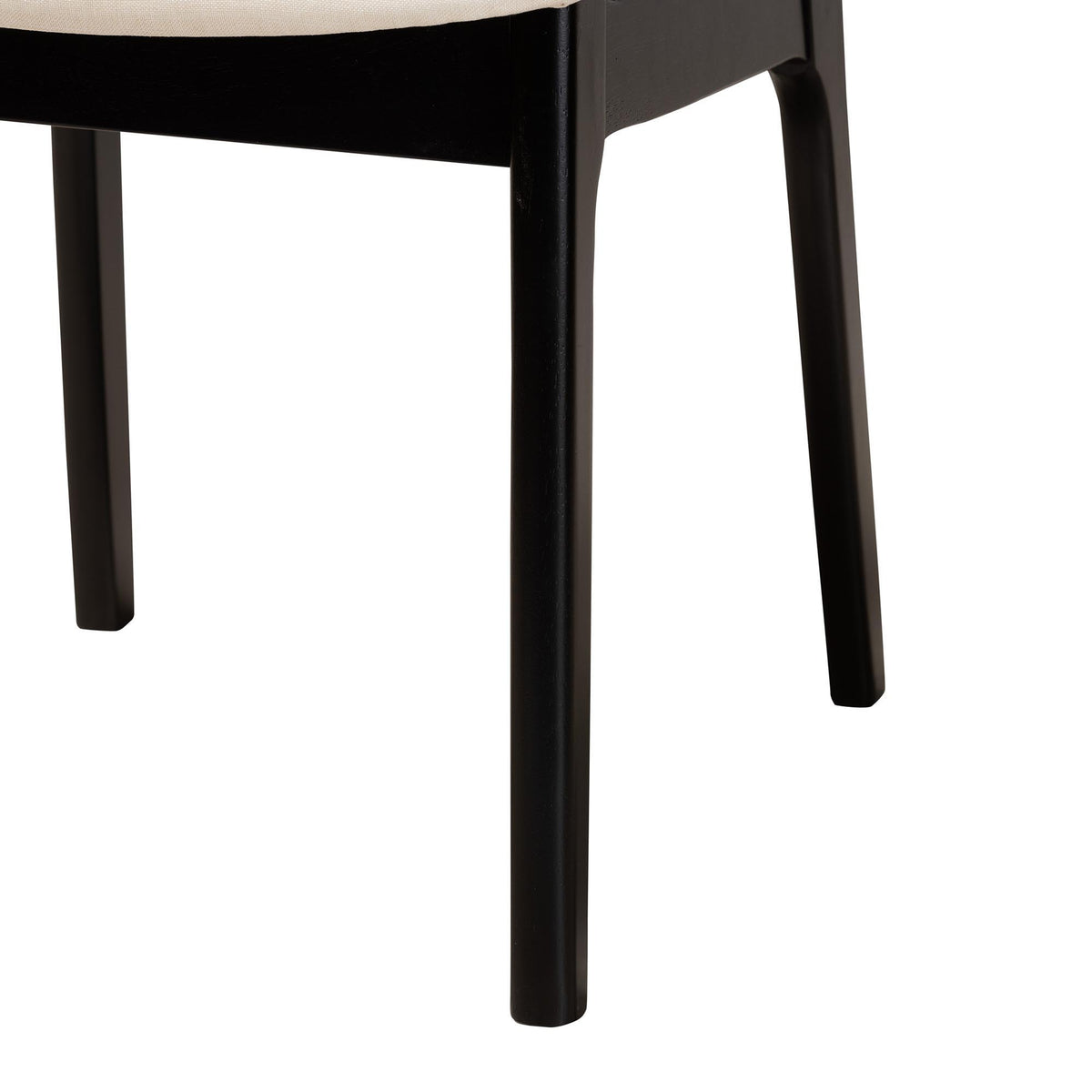 DanNon Mid-Century Modern Cream Fabric and Black Finished Wood 7-Piece Dining Set