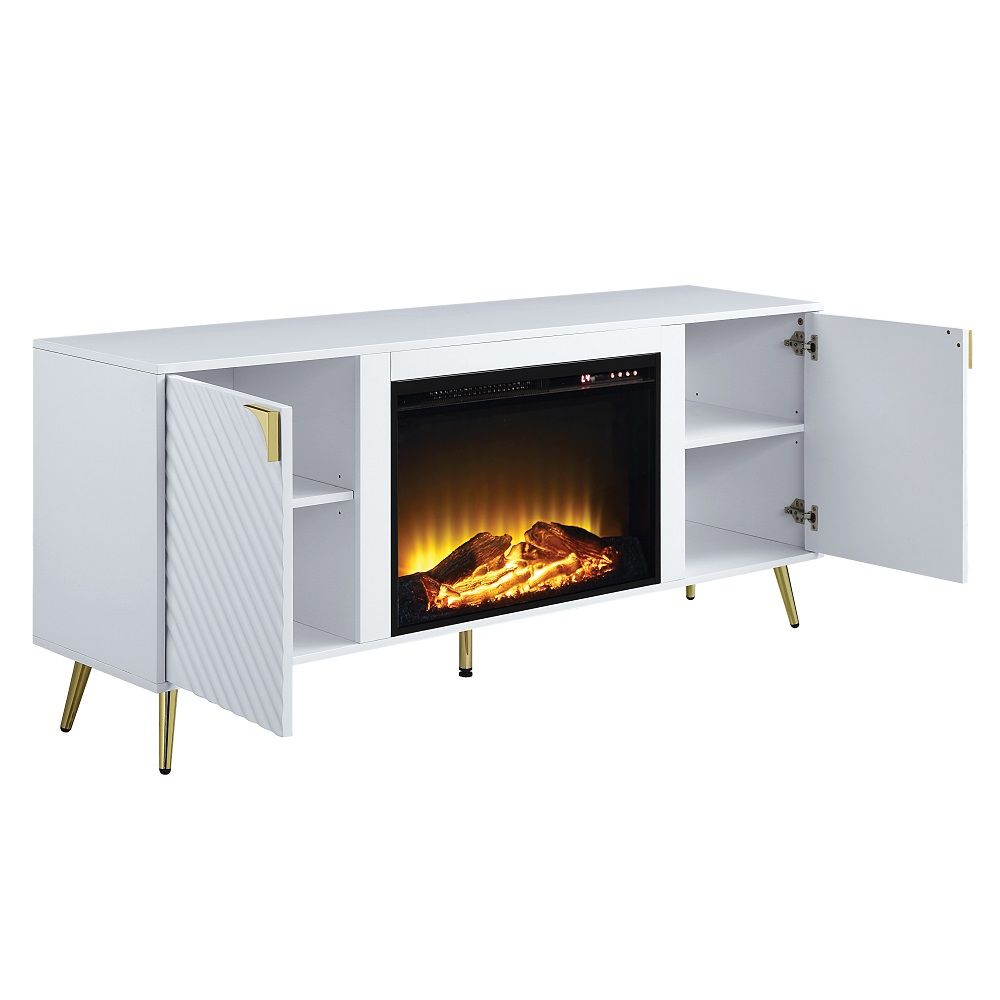 ACME Gaines - TV Stand With Fireplace | Meri Furniture