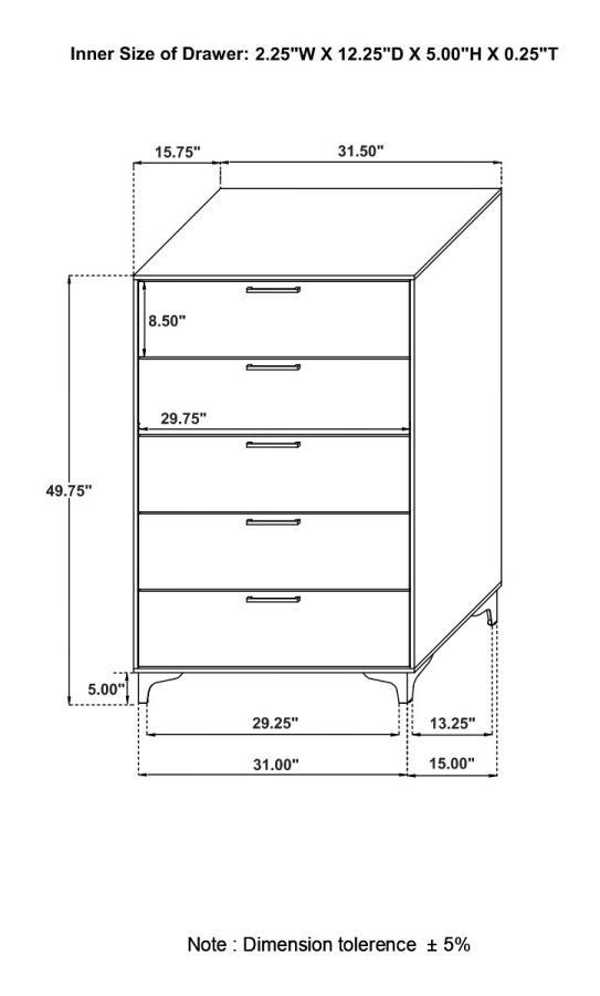 Coaster Fine Furniture Kendall - 5-Drawer Bedroom Chest | Meri Furniture