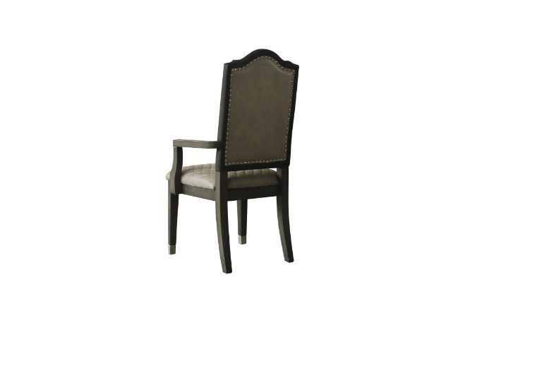 House Beatrice - Arm Chair Set of 2) - Two Tone Gray Fabric & Charcoal