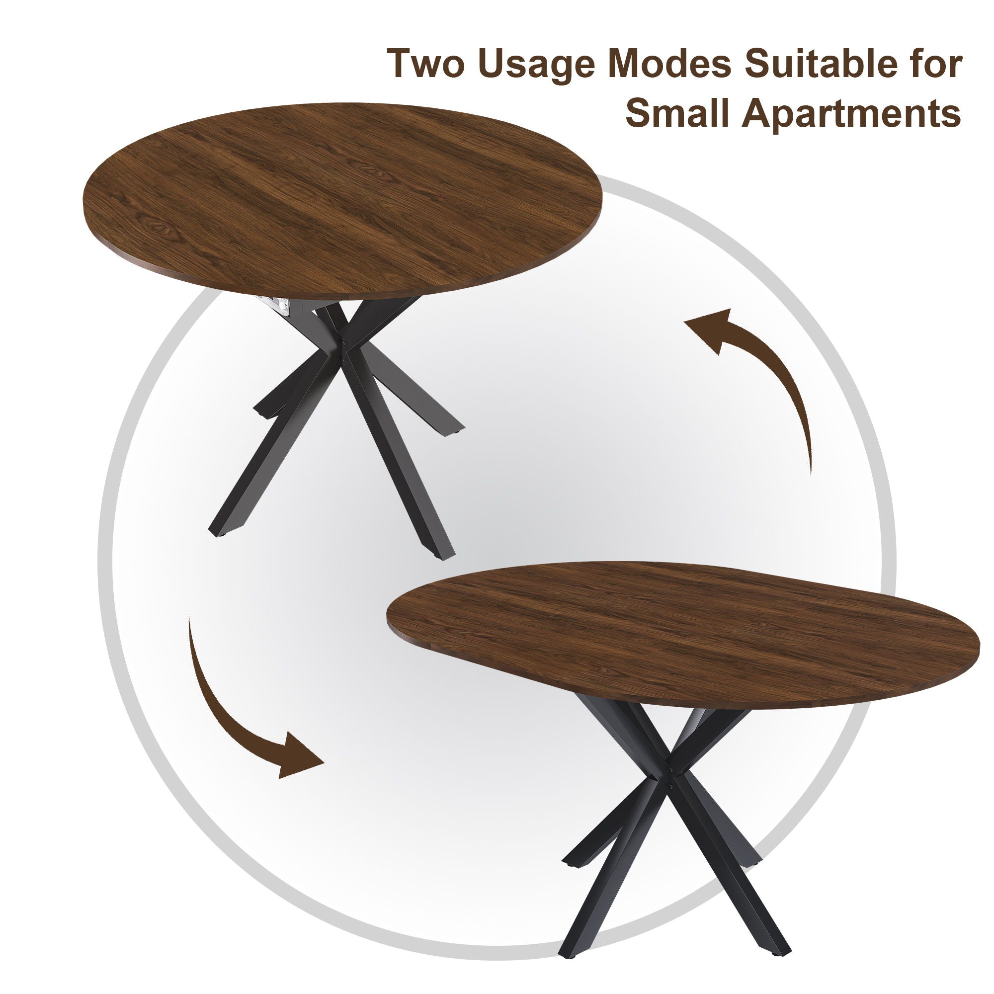 Round Dining Table With Extendable Blades, X Base