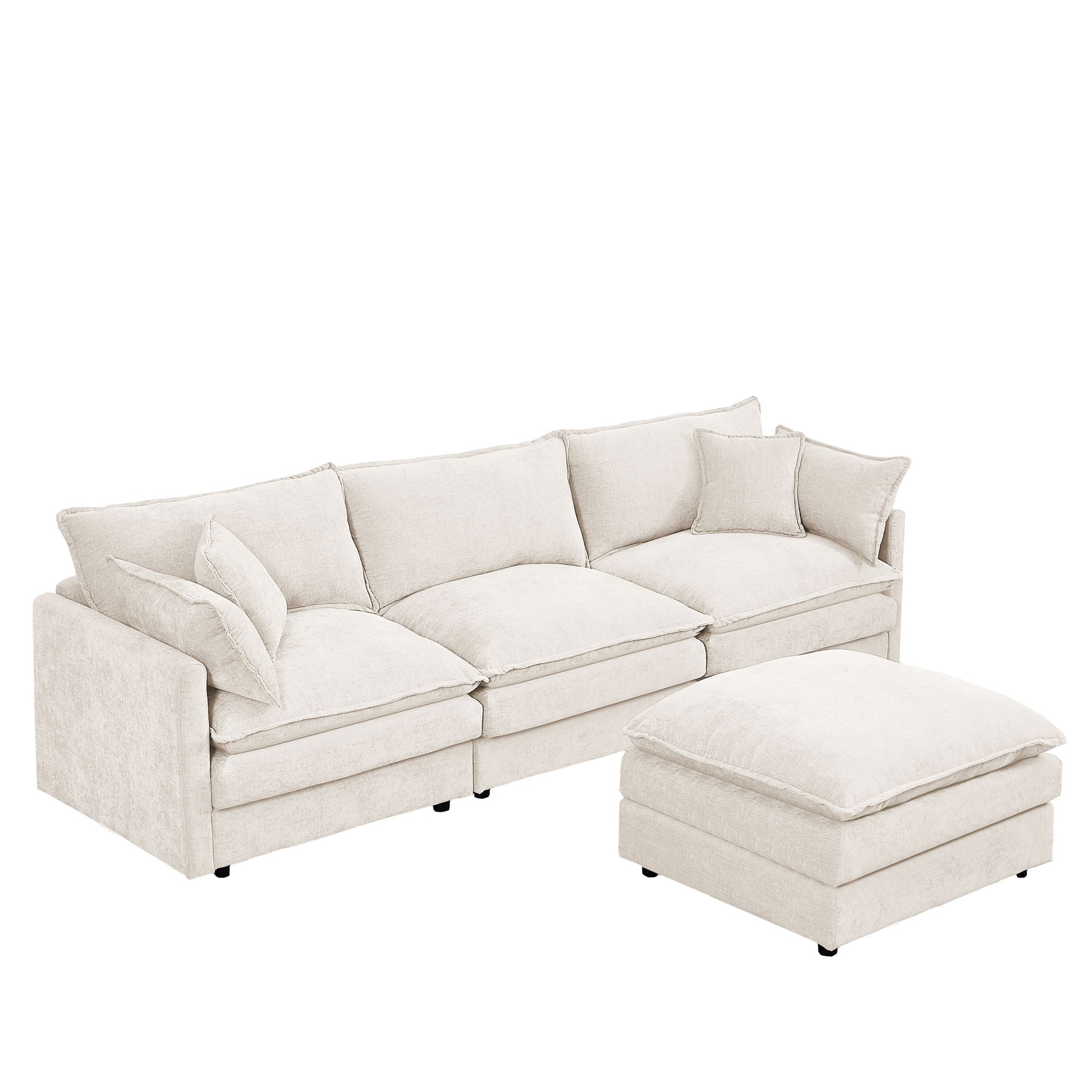 Contemporary Modular Sectional Sofa Set With Movable Ottoman