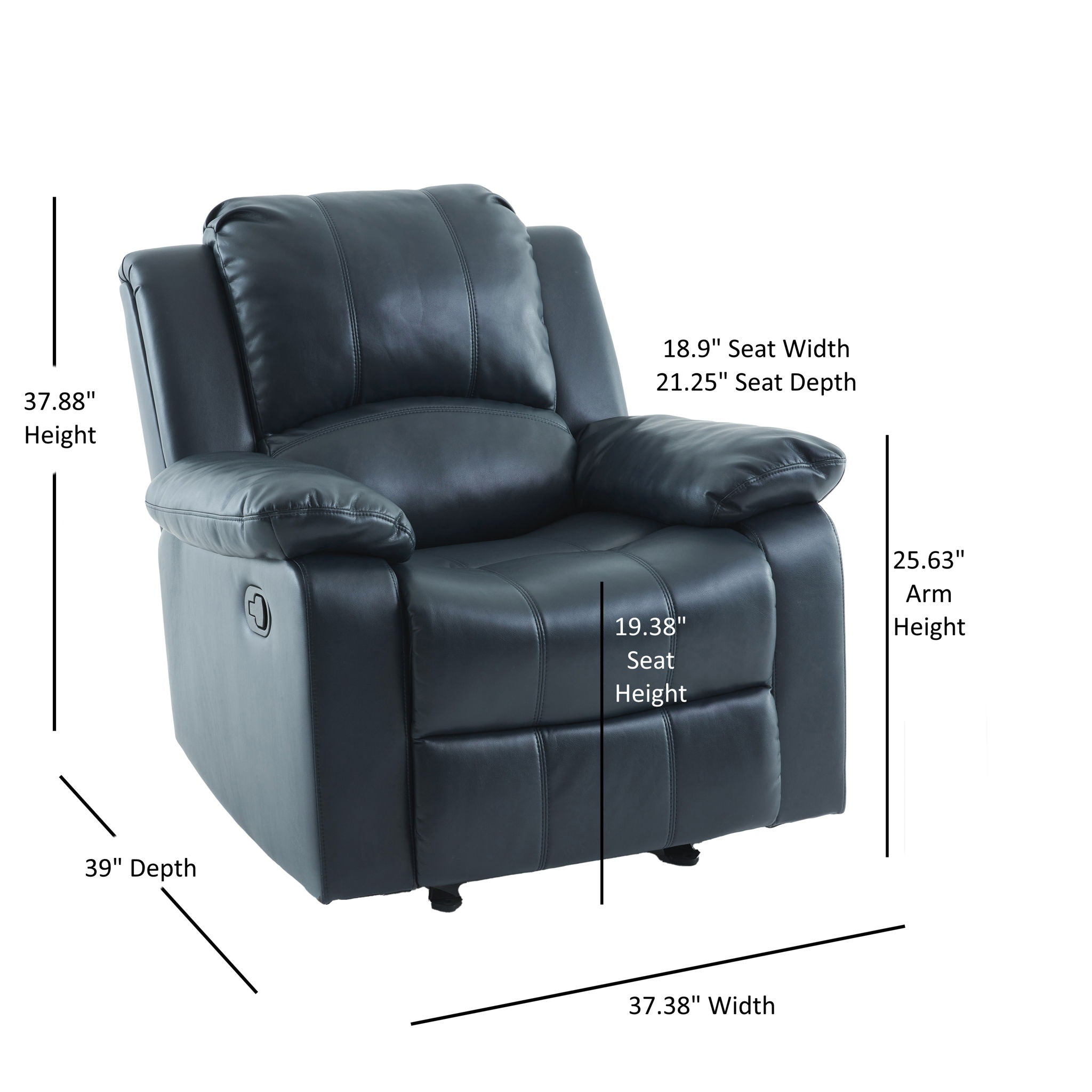 Charlotte - Gel Glider Recliner With Sturdy Wood Frame - Blue