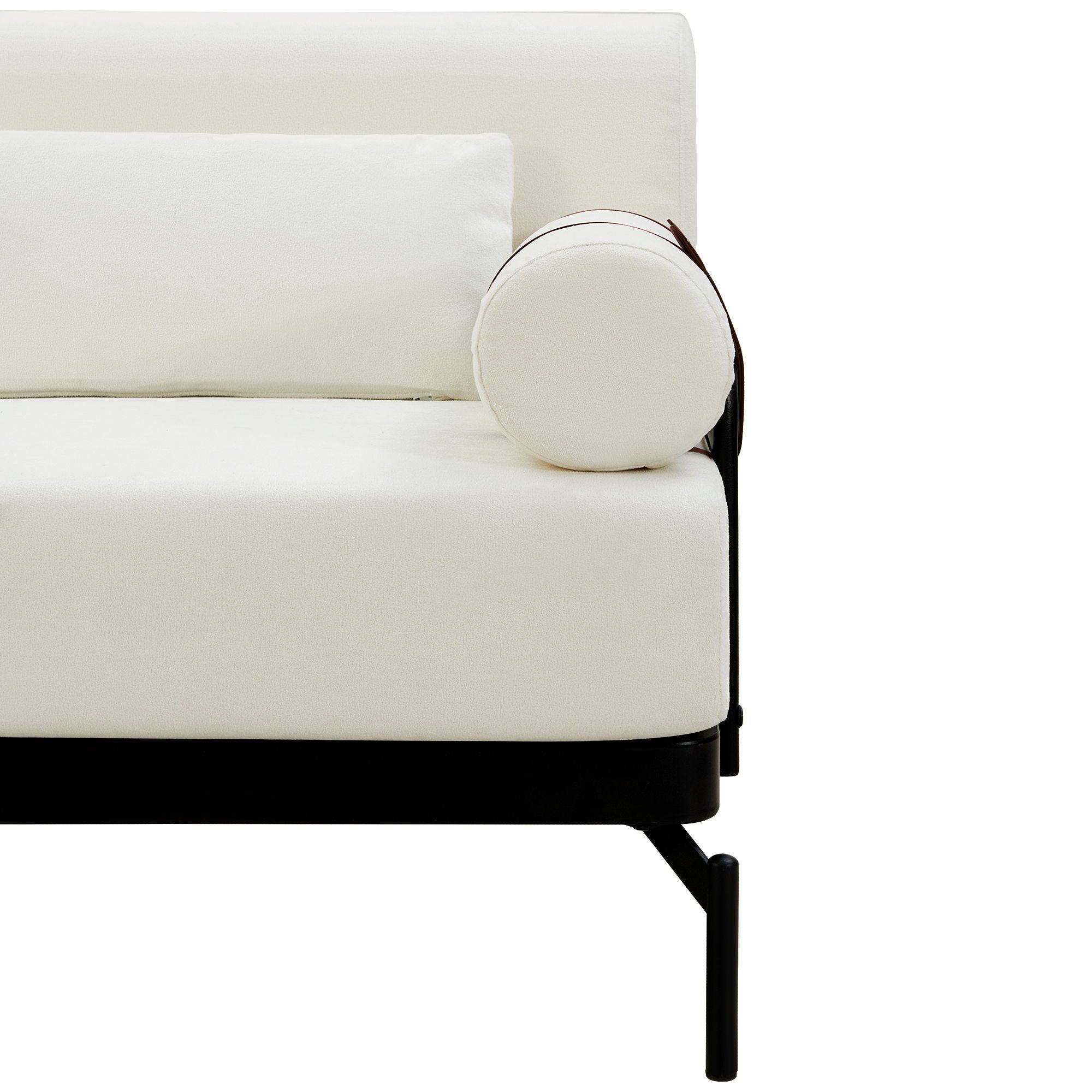 Modern Loveseat Sofa 2 Seater With USB Ports, Cylindrical Armrests