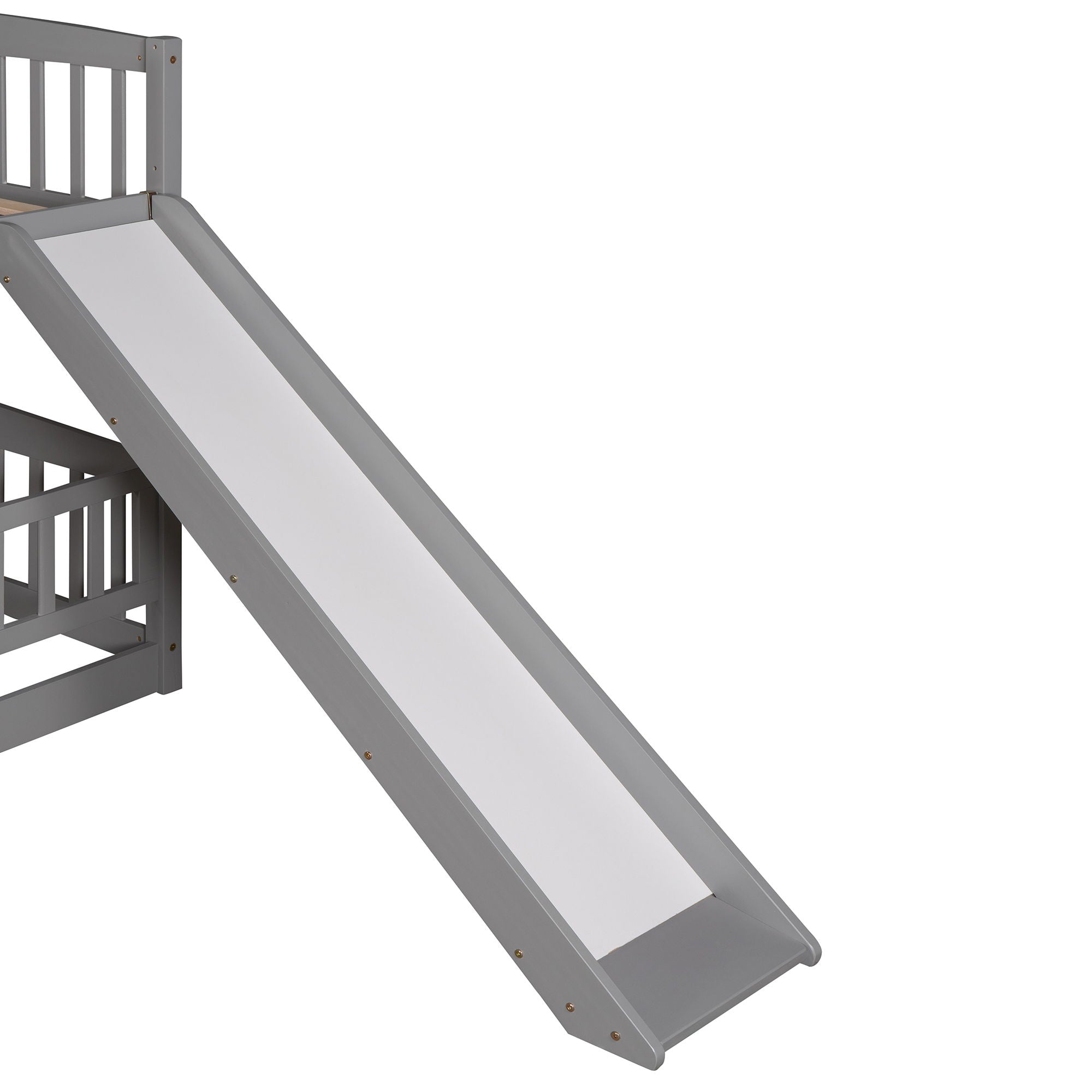 Low Bunk Bed With Slide, Fence And Ladder