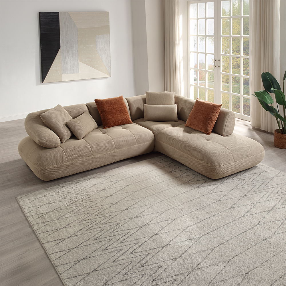 ACME Carrick - Sectional Sofa With 6 Pillows - Beige | Meri Furniture