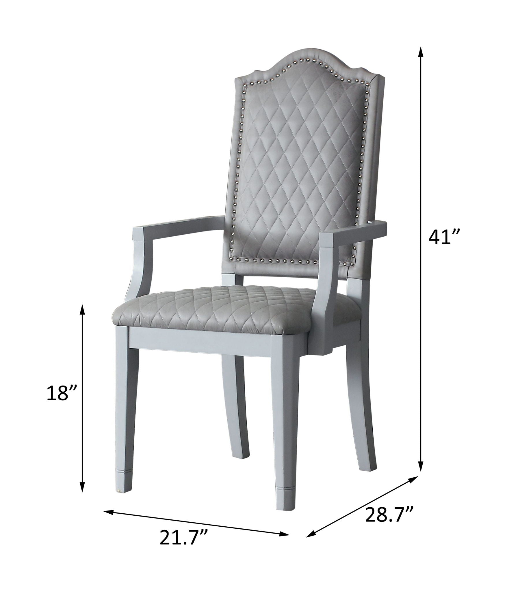House Marchese - Arm Chair Set of 2) - Two Tone Gray Fabric & Pearl Gray
