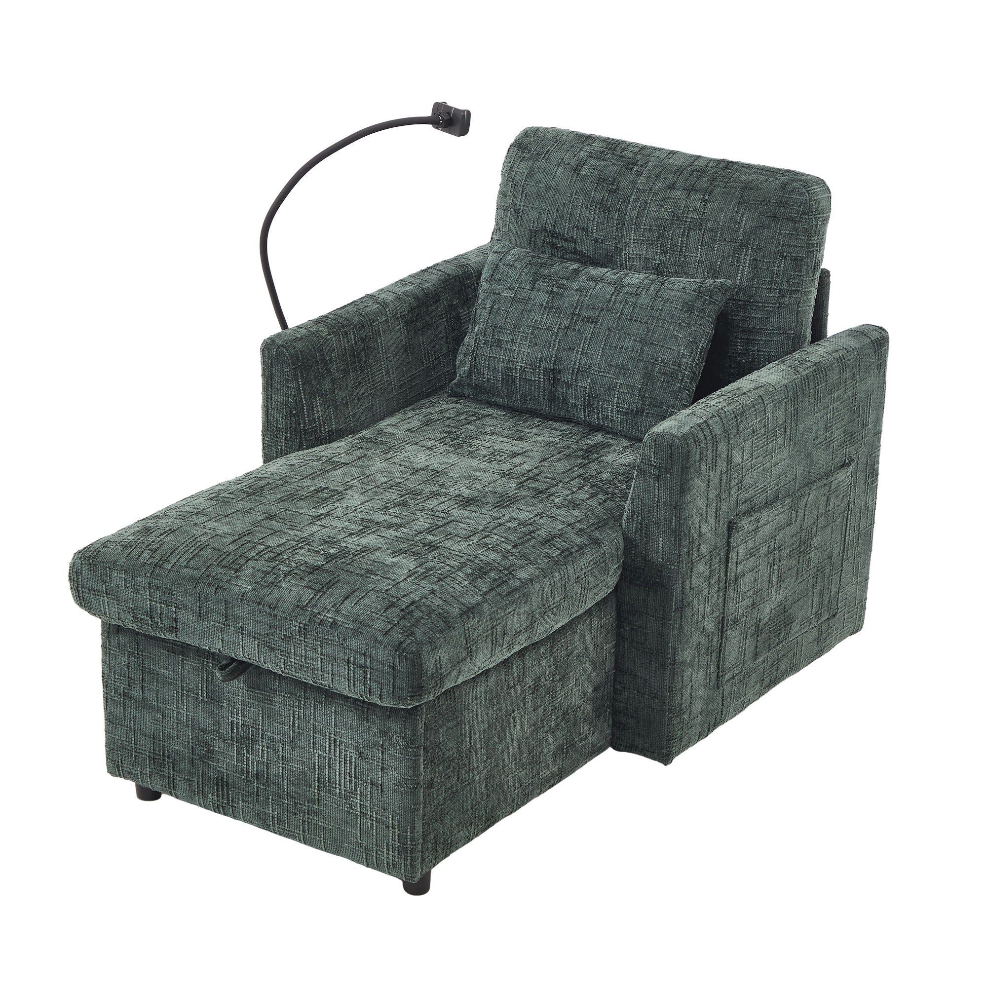 Multifunctional Chenille Recliner Sofa With Storage And Phone Bracket