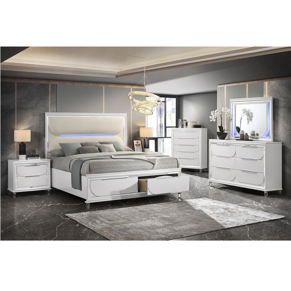 ACME Tarian - Mirror With LED - Pearl White | Meri Furniture