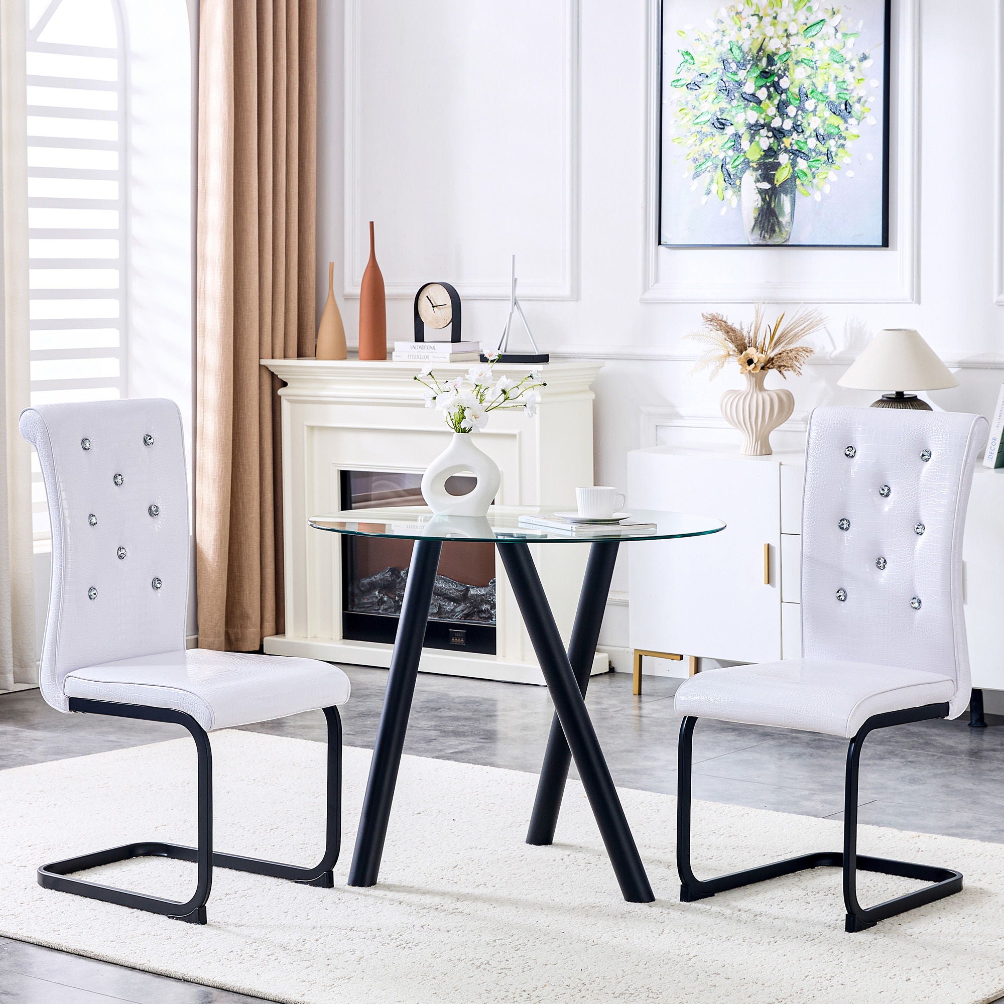 Alligator Skin Upholstered Dining Chairs