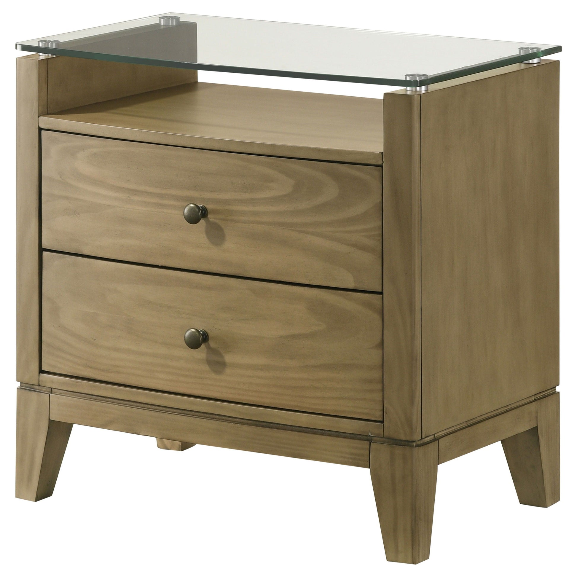 Coaster Fine Furniture Granada - 2-Drawer Glass Top Nightstand - Natural Pine | Meri Furniture
