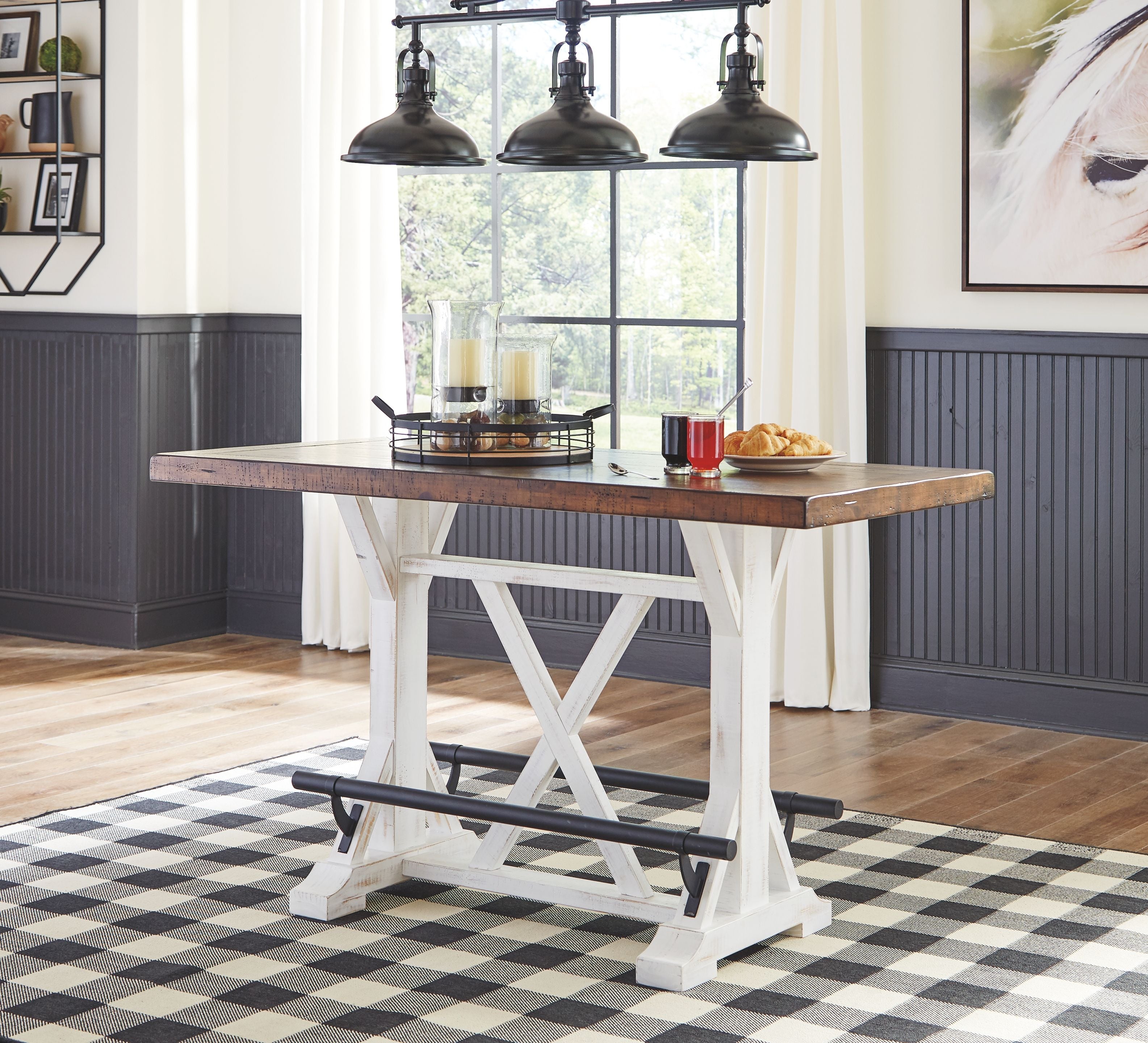 Signature Design by Ashley® Valebeck - White / Brown - Rectangular Dining Room Counter Table | Meri Furniture