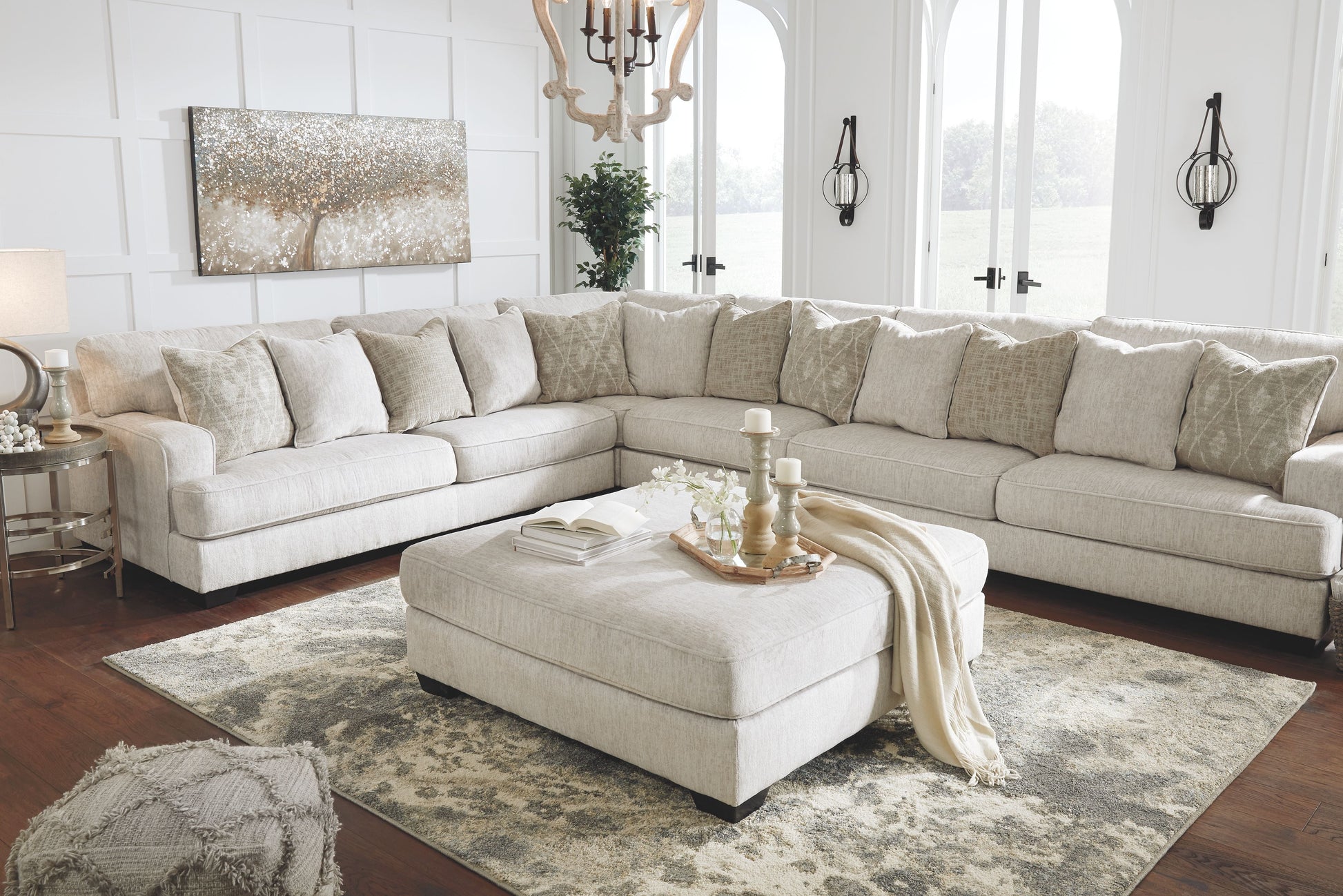 Ashley Furniture Rawcliffe - Parchment - Oversized Accent Ottoman | Meri Furniture