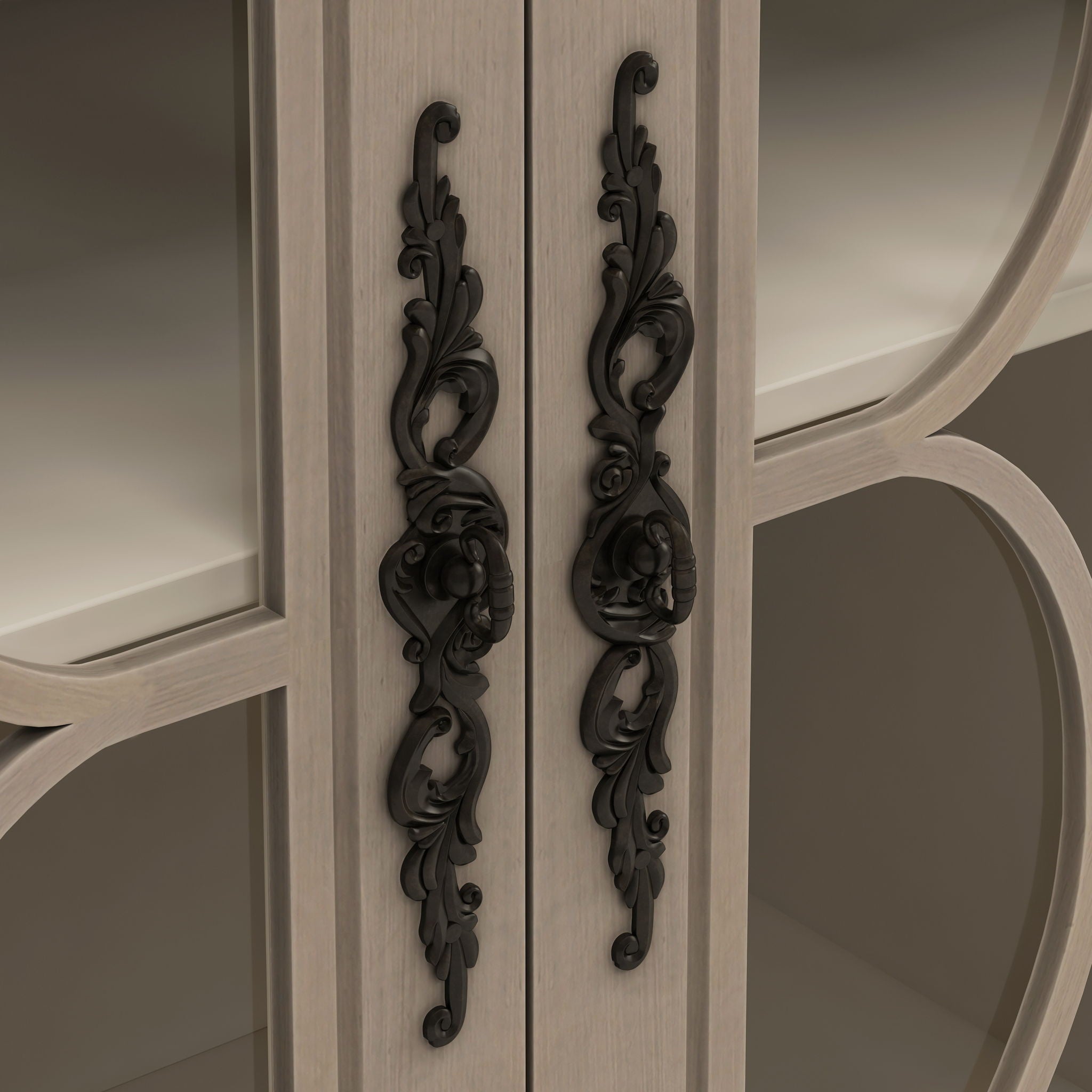 Elegant 4 Door Cabinet With Tempered Glass Doors