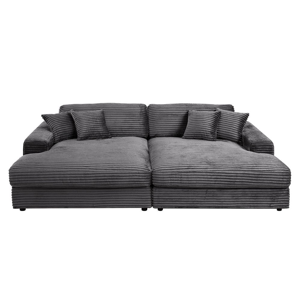 ACME Hilde - Double Chaise With 2 Pillows - Dark Gray | Meri Furniture