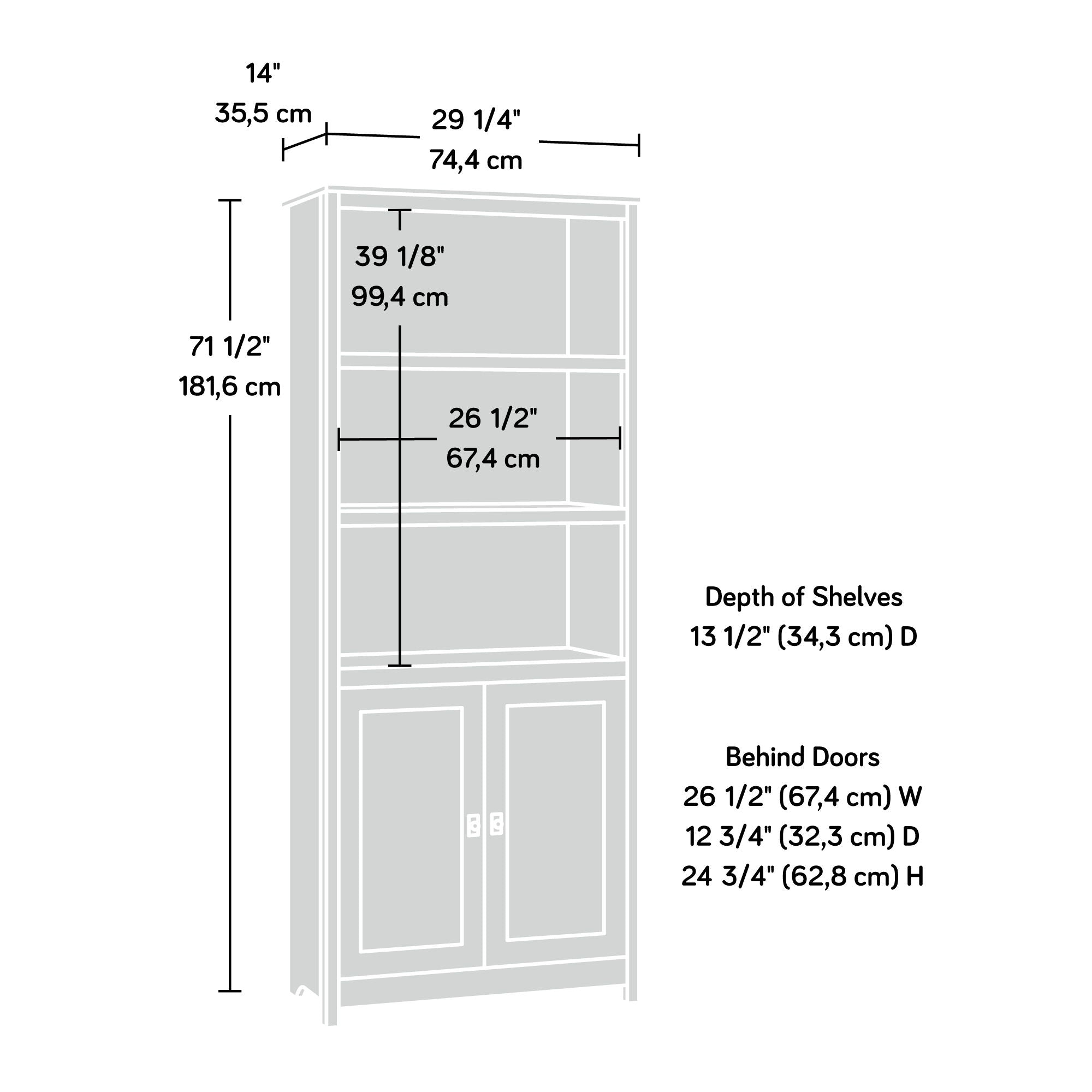 Cottage Road Bookcase Library With Doors in Mystic Oak